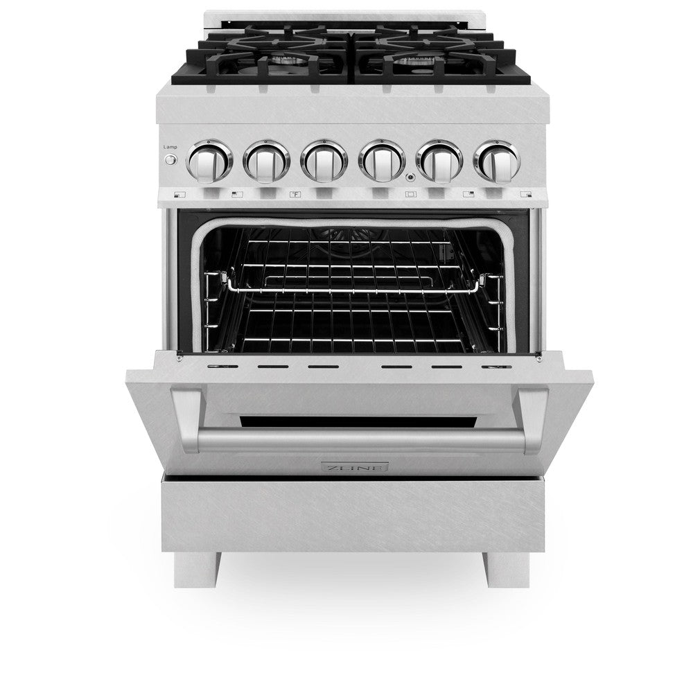 ZLINE 24" 2.8 cu. ft. Dual Fuel Range with Gas Stove and Electric Oven in Fingerprint Resistant Stainless Steel (RAS-SN-24)