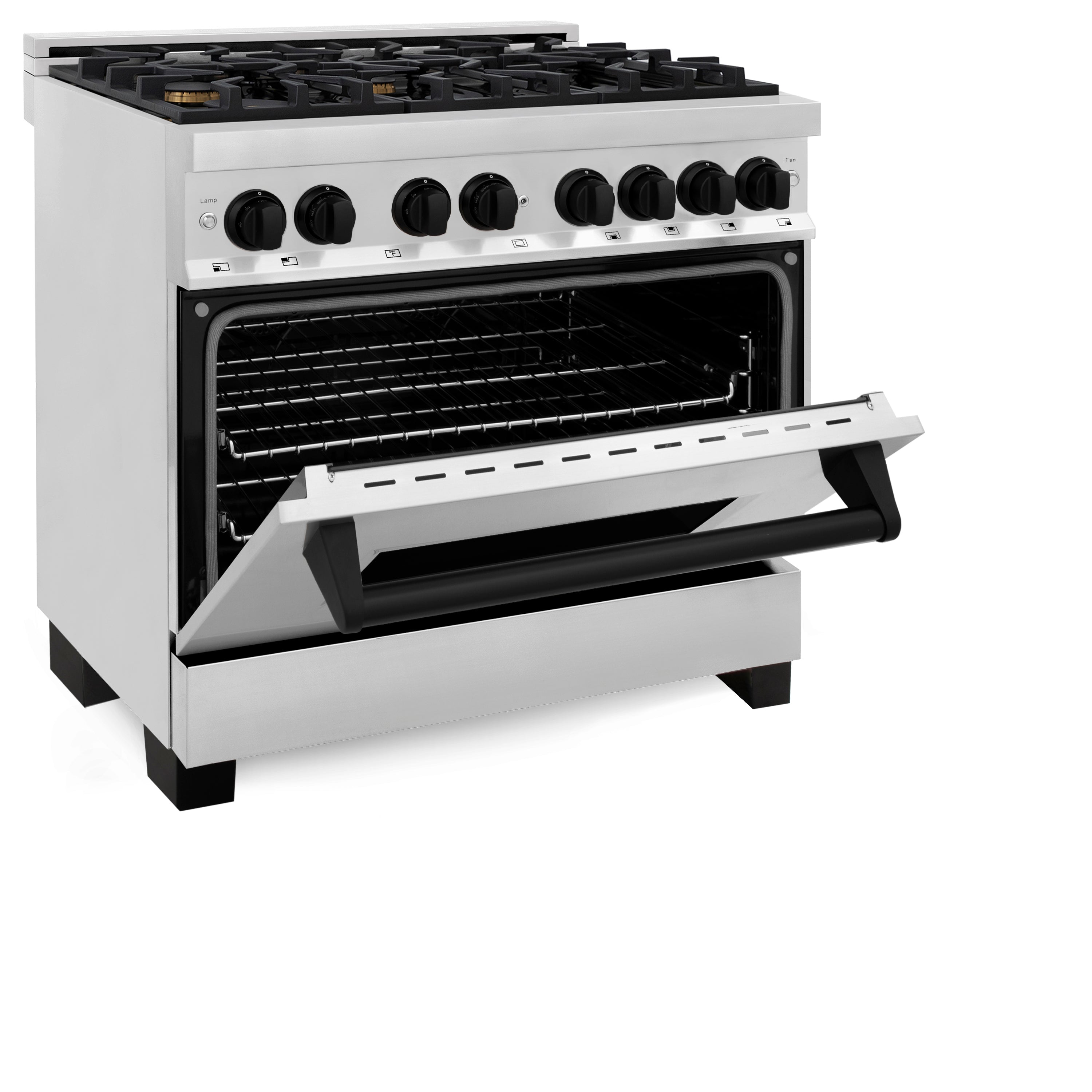 ZLINE Autograph Edition 36" 4.6 cu. ft. Dual Fuel Range with Gas Stove and Electric Oven in Stainless Steel with Accents (RAZ-36-MB)