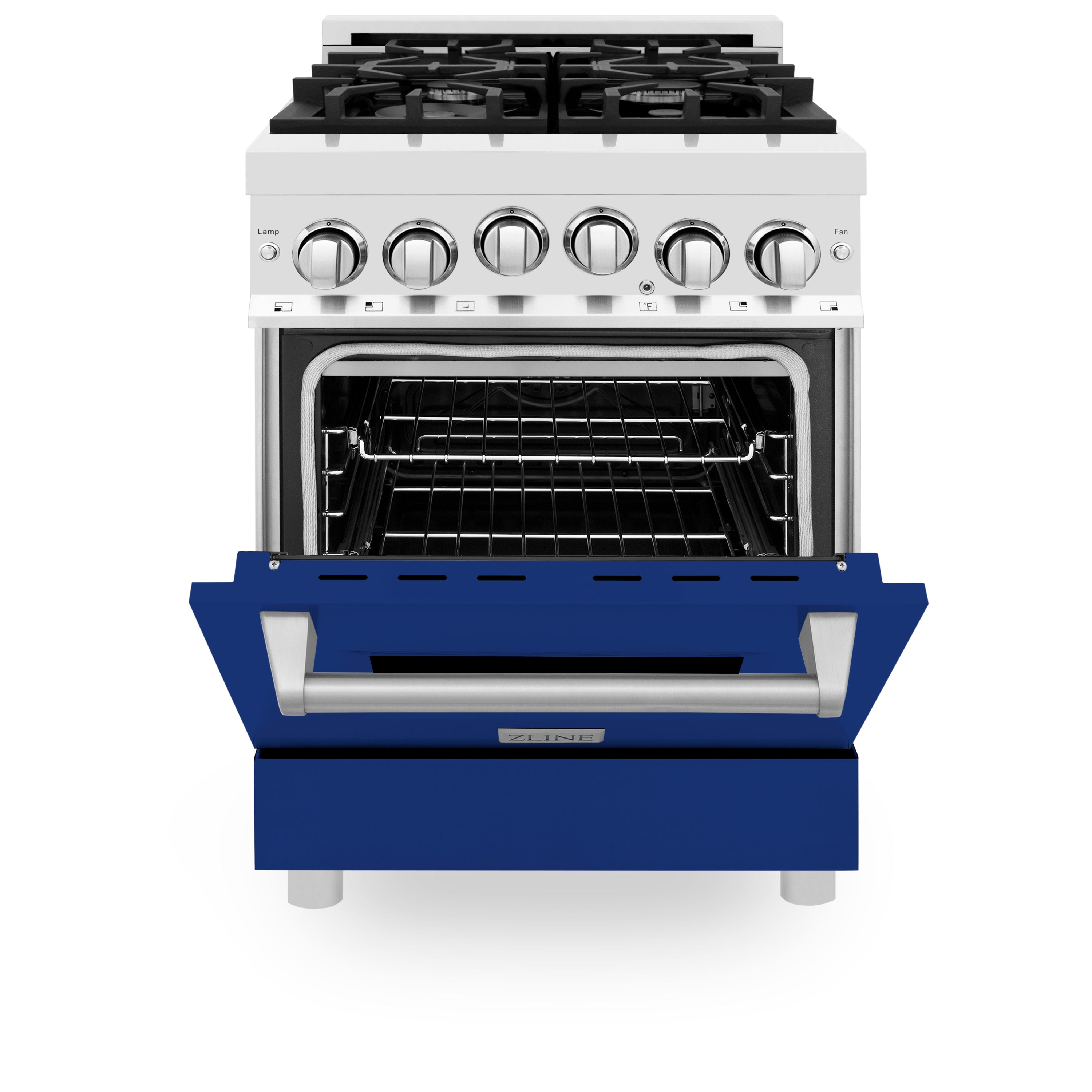 ZLINE 24" 2.8 cu. ft. Range with Gas Stove and Gas Oven in Stainless Steel and Blue Gloss Door (RG-BG-24)