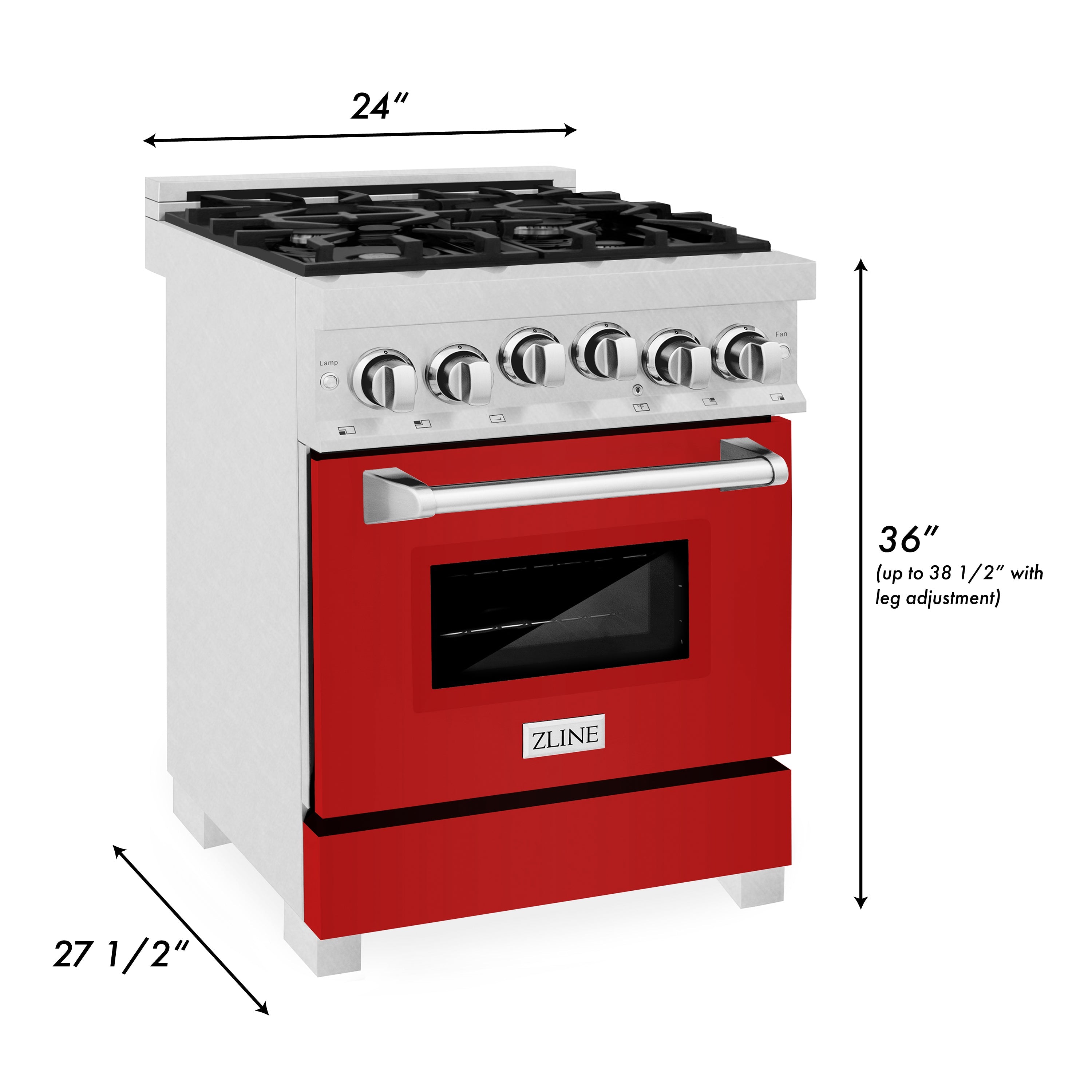 ZLINE 24" 2.8 cu. ft. Range with Gas Stove and Gas Oven in Fingerprint Resistant Stainless Steel and Red Matte Door (RGS-RM-24)