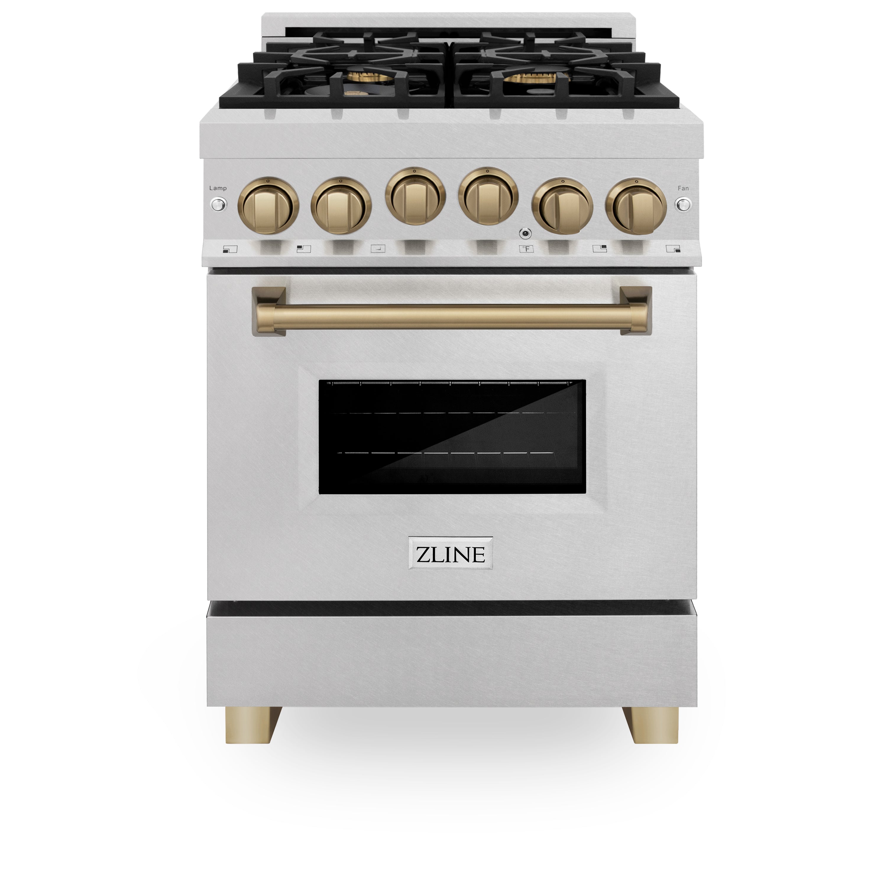 ZLINE Autograph Edition 24" 2.8 cu. ft. Range with Gas Stove and Gas Oven in Fingerprint Resistant Stainless Steel with Champagne Bronze Accents (RGSZ-SN-24-CB)