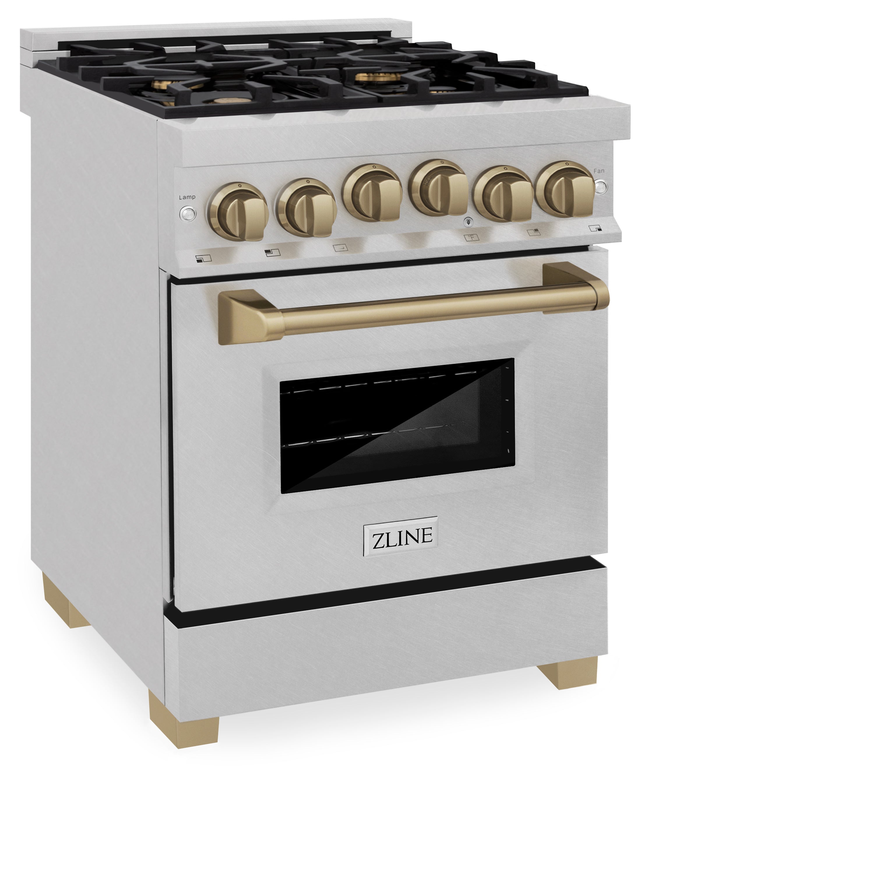 ZLINE Autograph Edition 24" 2.8 cu. ft. Range with Gas Stove and Gas Oven in Fingerprint Resistant Stainless Steel with Champagne Bronze Accents (RGSZ-SN-24-CB)