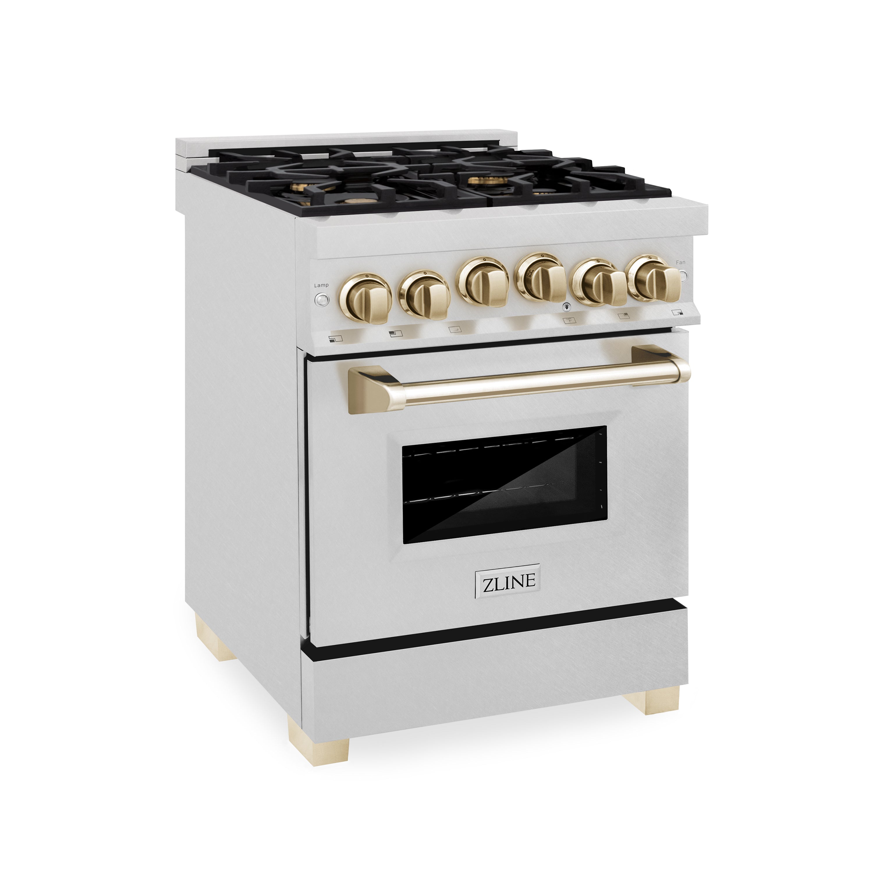 ZLINE Autograph Edition 24" 2.8 cu. ft. Range with Gas Stove and Gas Oven in Fingerprint Resistant Stainless Steel with Polished Gold Accents (RGSZ-SN-24-G)