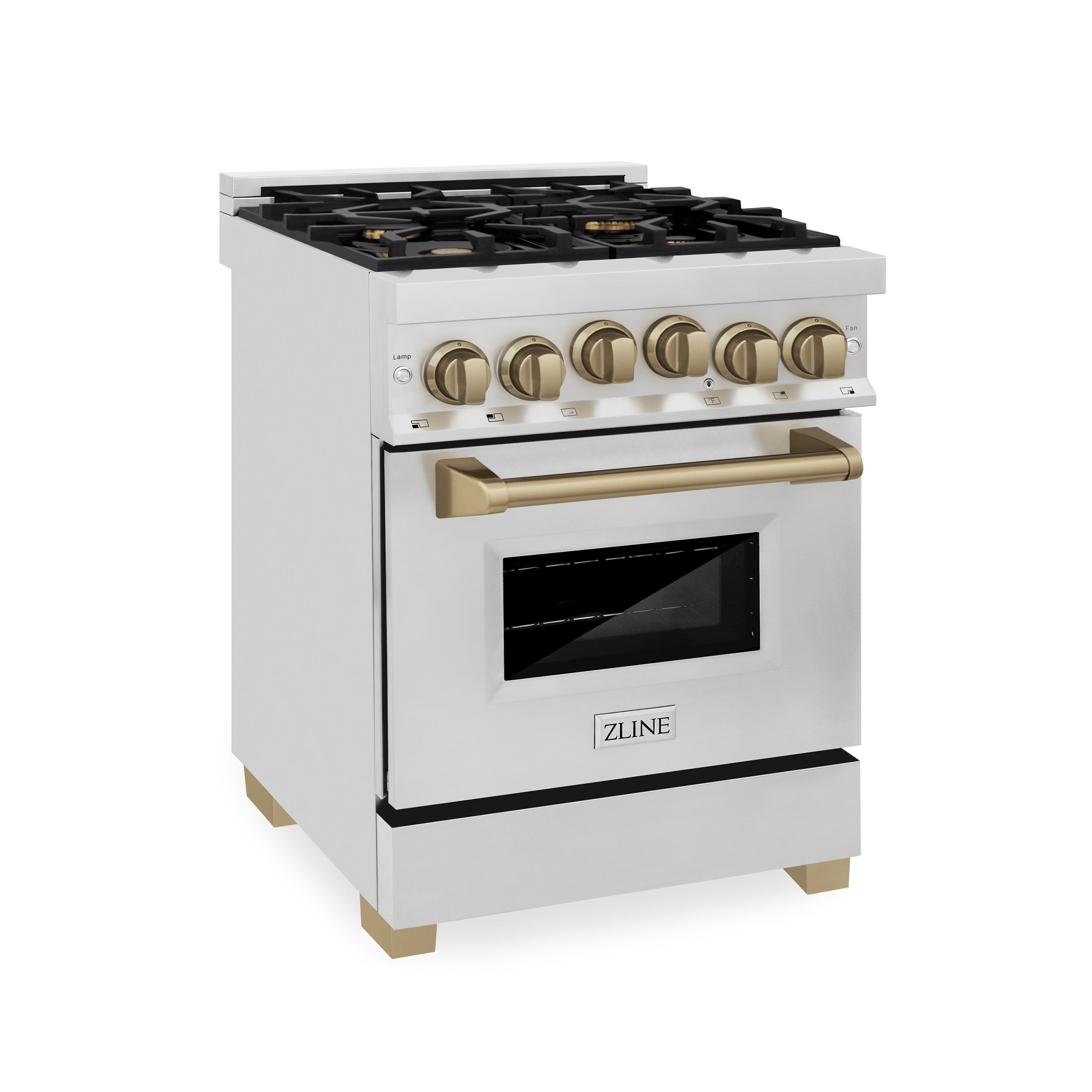 ZLINE Autograph Edition 24" 2.8 cu. ft. Range with Gas Stove and Gas Oven in Stainless Steel with Champagne Bronze Accents (RGZ-24-CB)