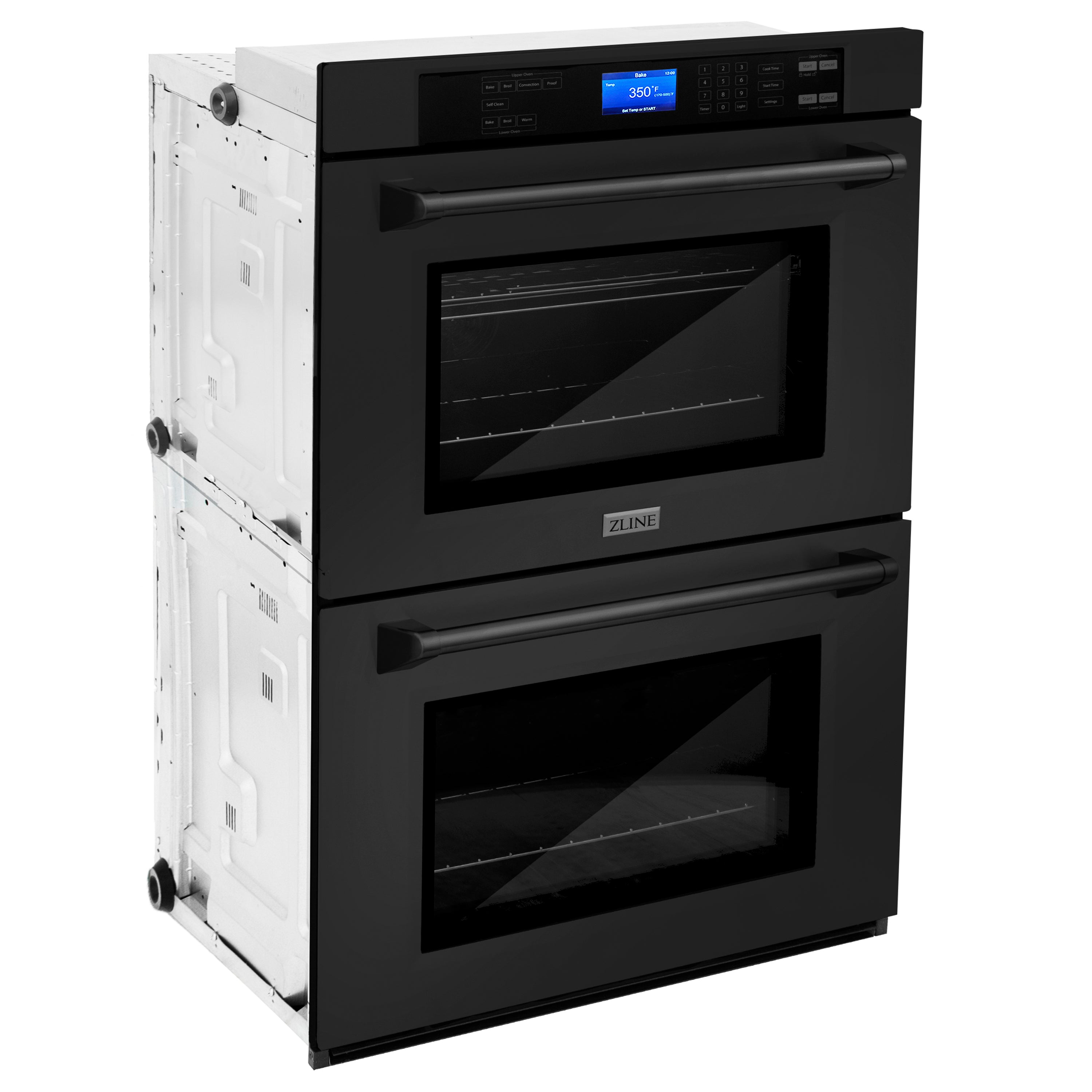 ZLINE 30" Professional Double Wall Oven with Self Clean and True Convection in Black Stainless Steel (AWD-30-BS)