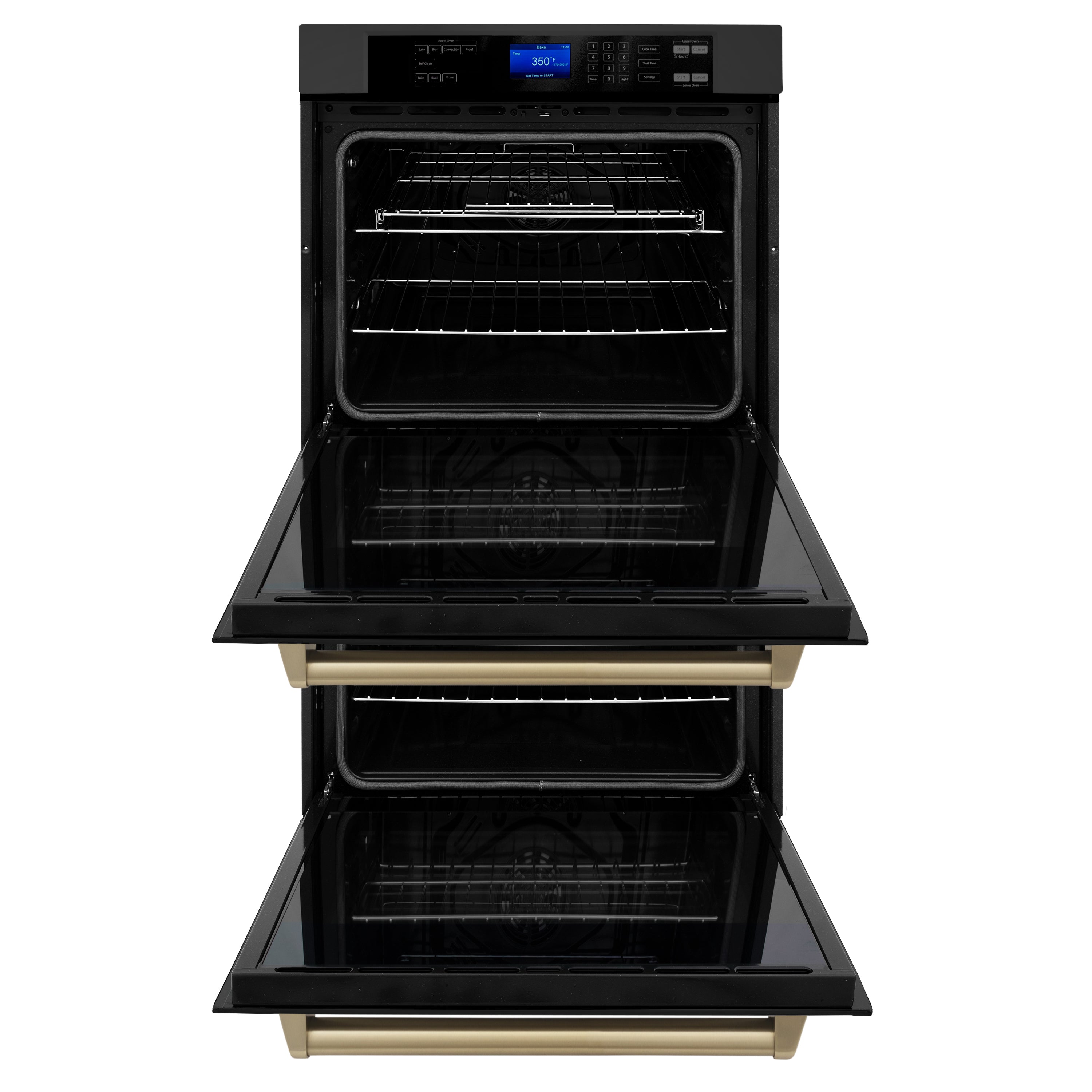 ZLINE 30" Autograph Edition Double Wall Oven with Self Clean and True Convection in Black Stainless Steel and Champagne Bronze (AWDZ-30-BS-CB)