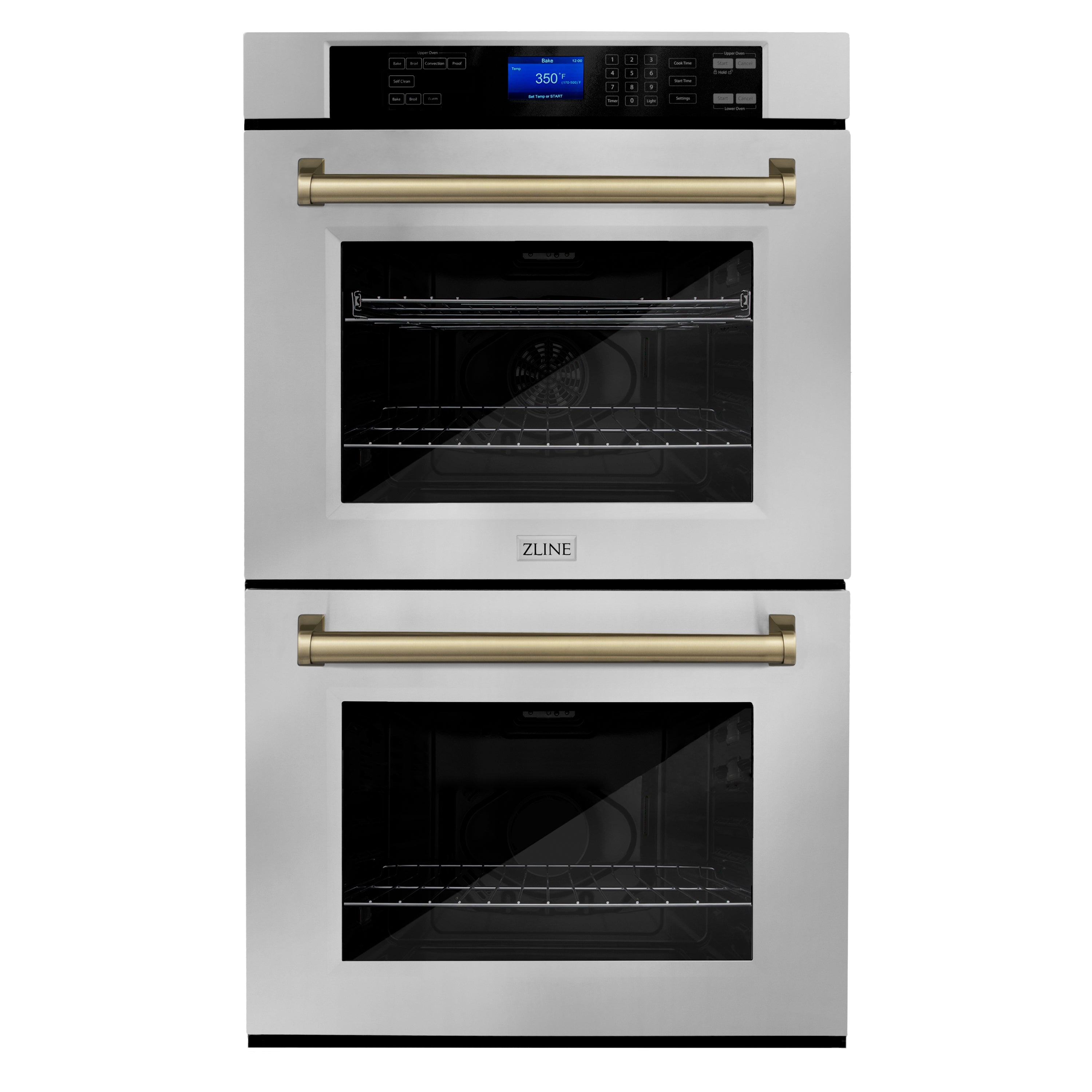 ZLINE 30" Autograph Edition Double Wall Oven with Self Clean and True Convection in Stainless Steel and Champagne Bronze (AWDZ-30-CB)
