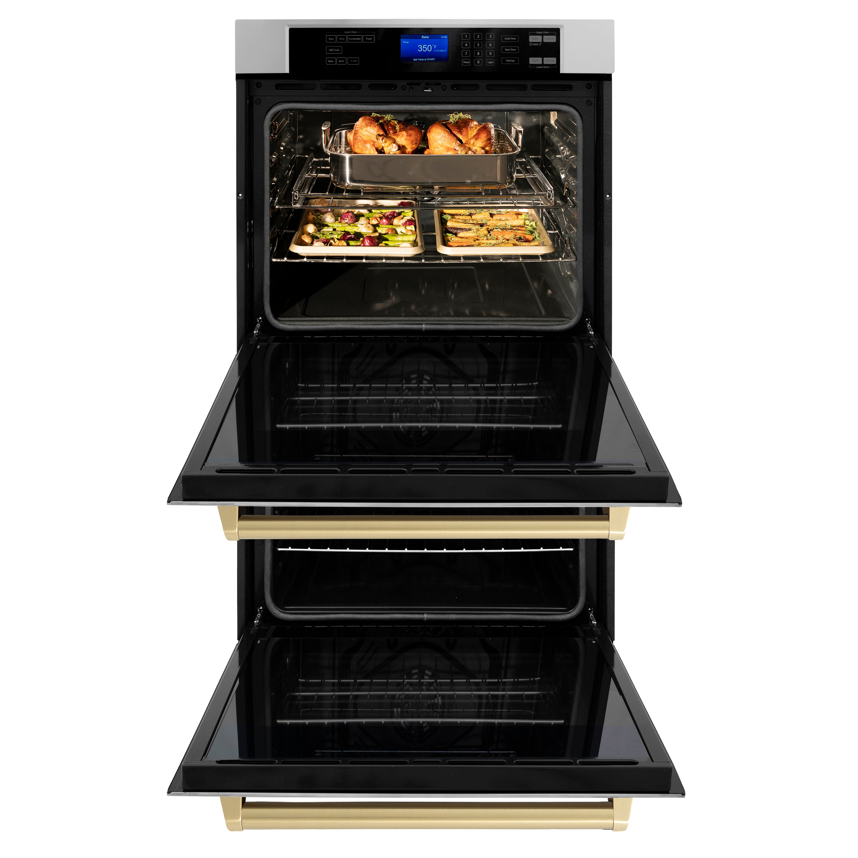 ZLINE 30" Autograph Edition Double Wall Oven with Self Clean and True Convection in Stainless Steel and Gold (AWDZ-30-G)