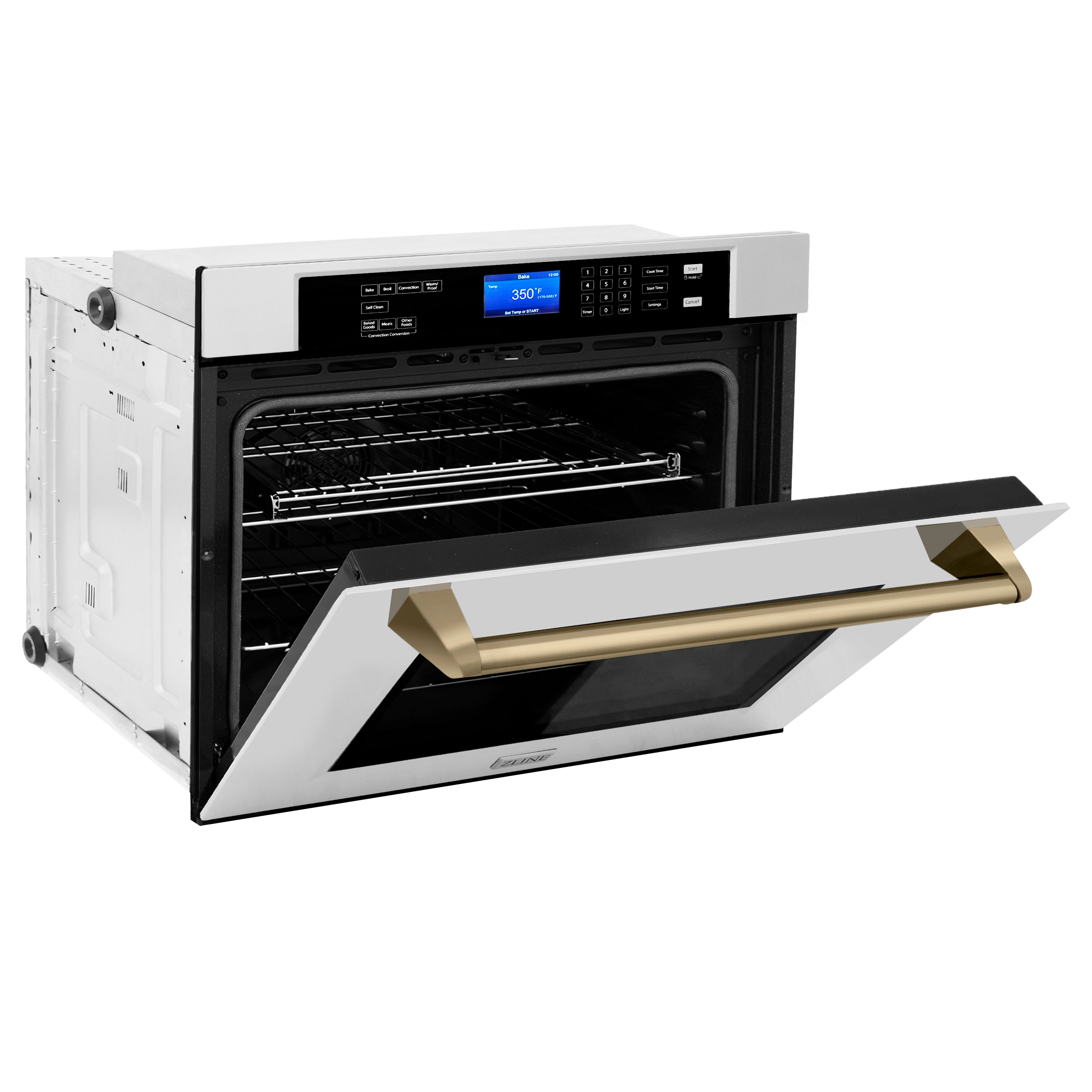 ZLINE 30" Autograph Edition Single Wall Oven with Self Clean and True Convection in Stainless Steel and Champagne Bronze (AWSZ-30-CB)