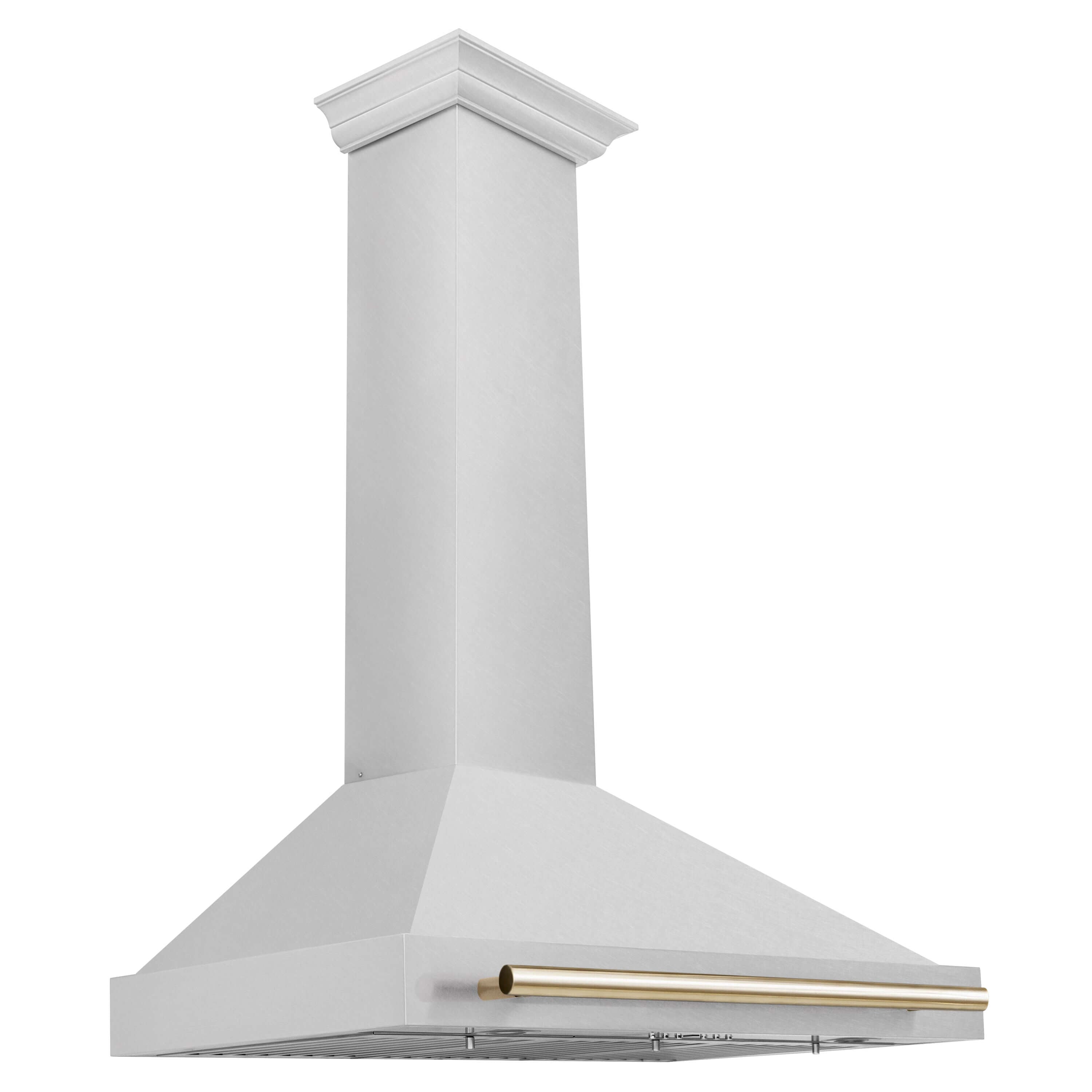 ZLINE 36 in. Autograph Edition Convertible Fingerprint Resistant DuraSnow Stainless Steel Range Hood with Polished Polished Gold Handle (KB4SNZ-36-G)