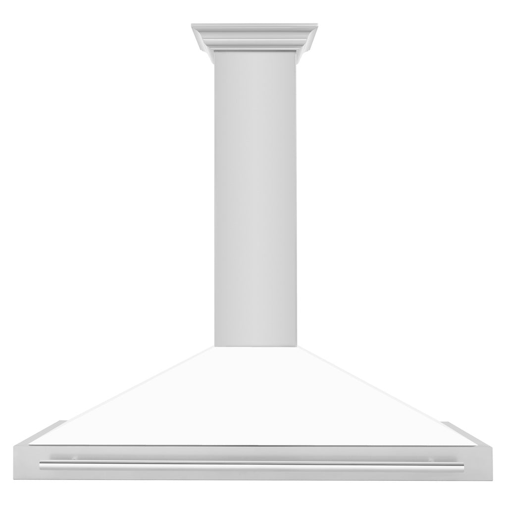ZLINE 48 in. Convertible Stainless Steel Range Hood with White Matte Shell and Stainless Steel Handle (KB4STX-WM-48)