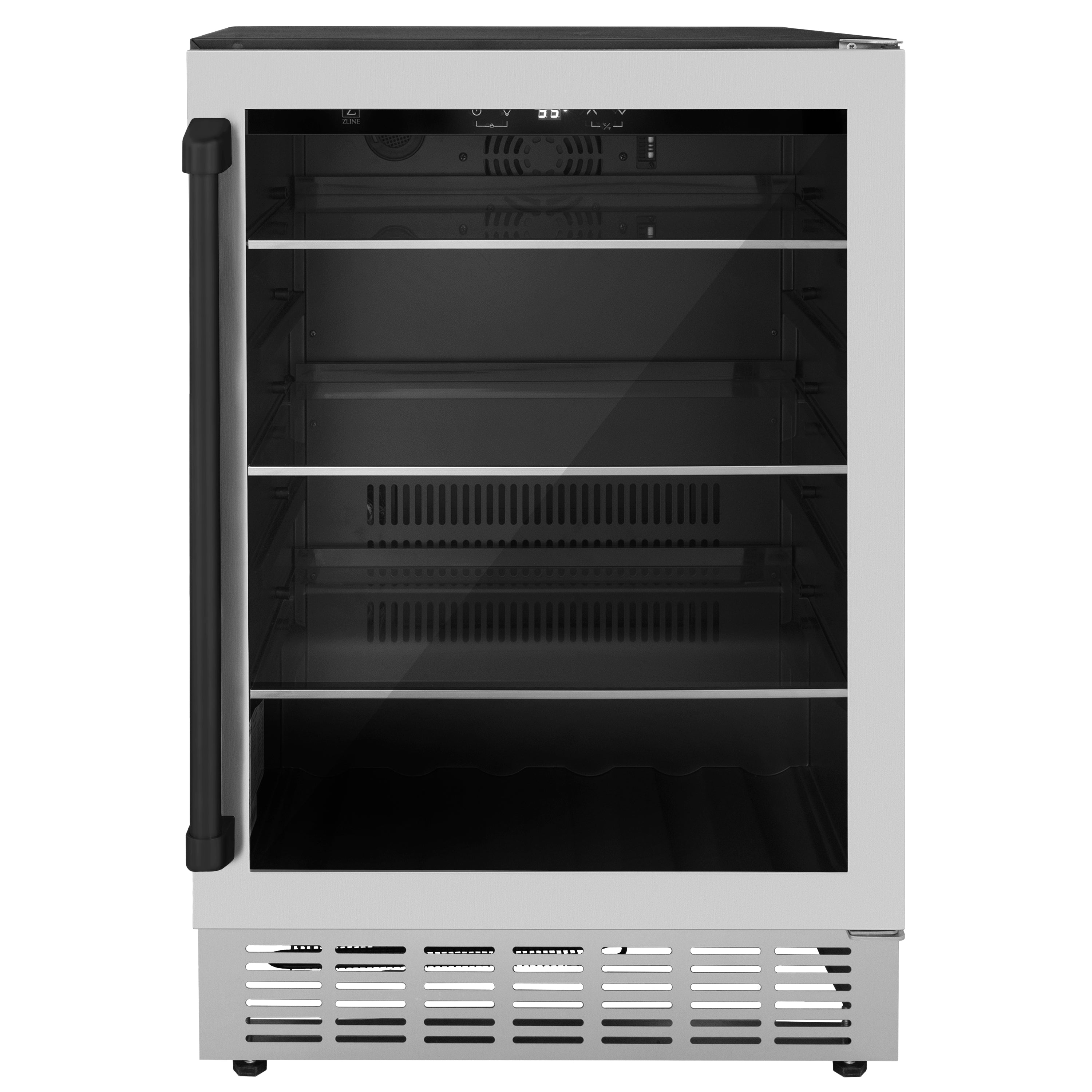 ZLINE 24" Monument Autograph Edition 154 Can Beverage Fridge in Stainless Steel with Matte Black Accents (RBVZ-US-24-MB)