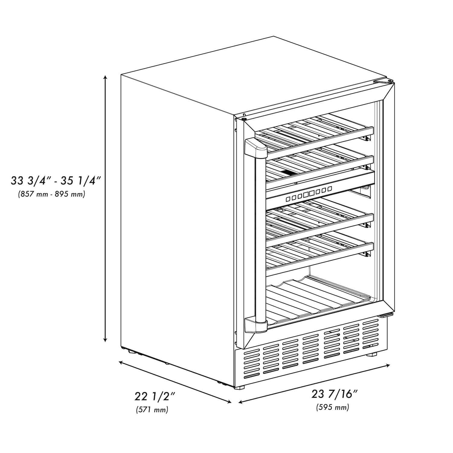 ZLINE 24" Monument Autograph Edition Dual Zone 44-Bottle Wine Cooler in Stainless Steel with Champagne Bronze Accents (RWVZ-UD-24-CB)