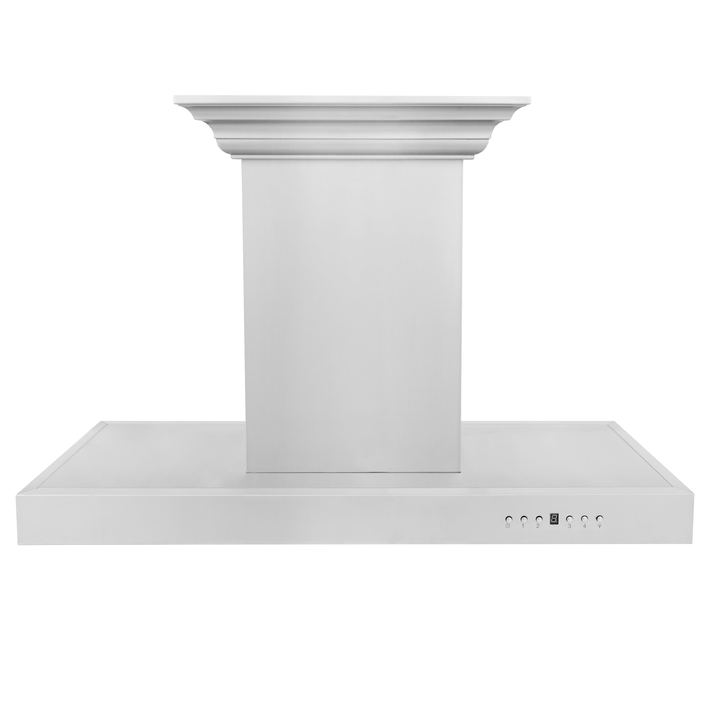30" ZLINE CrownSound® Ducted Vent Island Mount Range Hood in Stainless Steel with Built-in Bluetooth Speakers (KE2iCRN-BT-30)