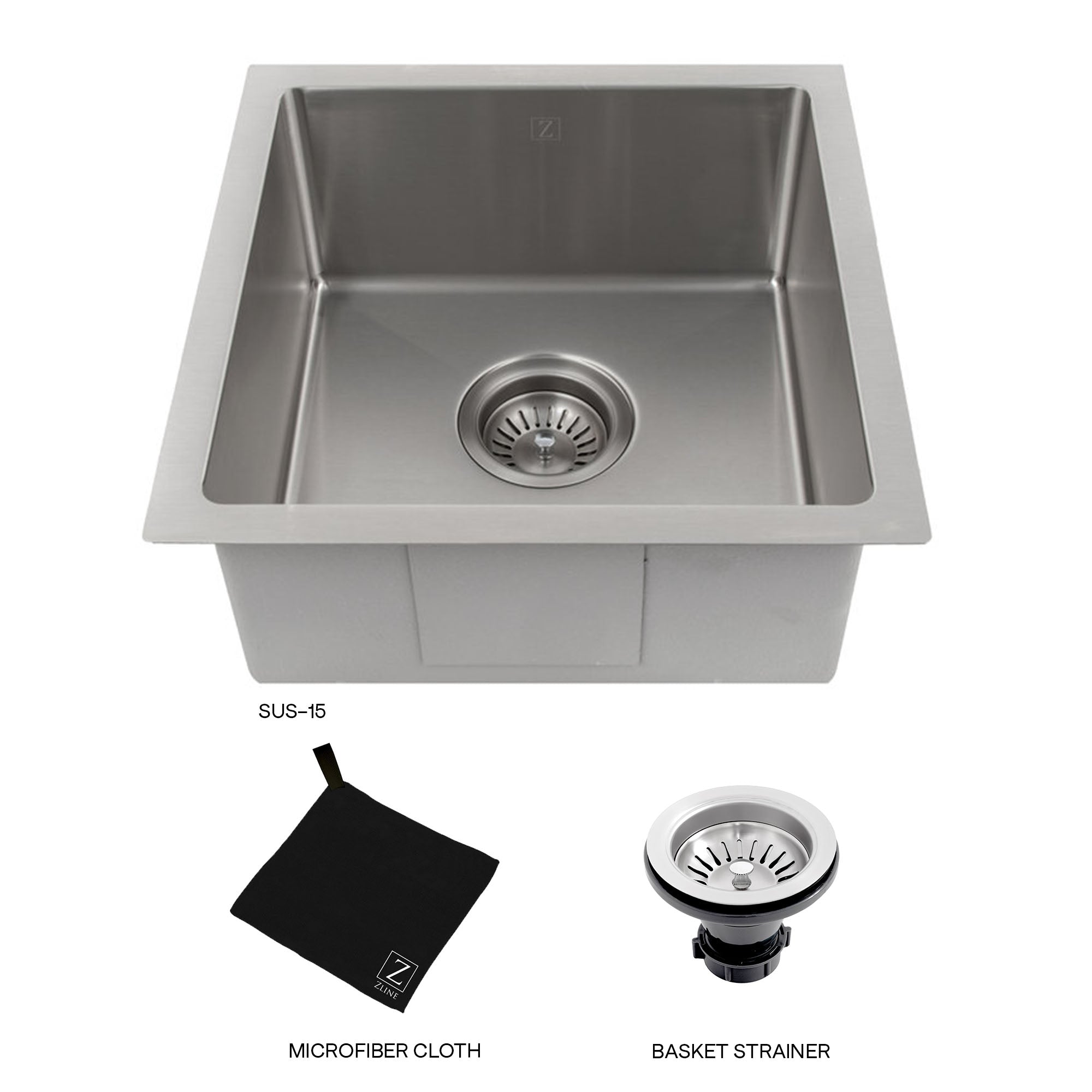 ZLINE 15" Boreal Undermount Single Bowl Bar Kitchen Sink in Stainless Steel (SUS-15)