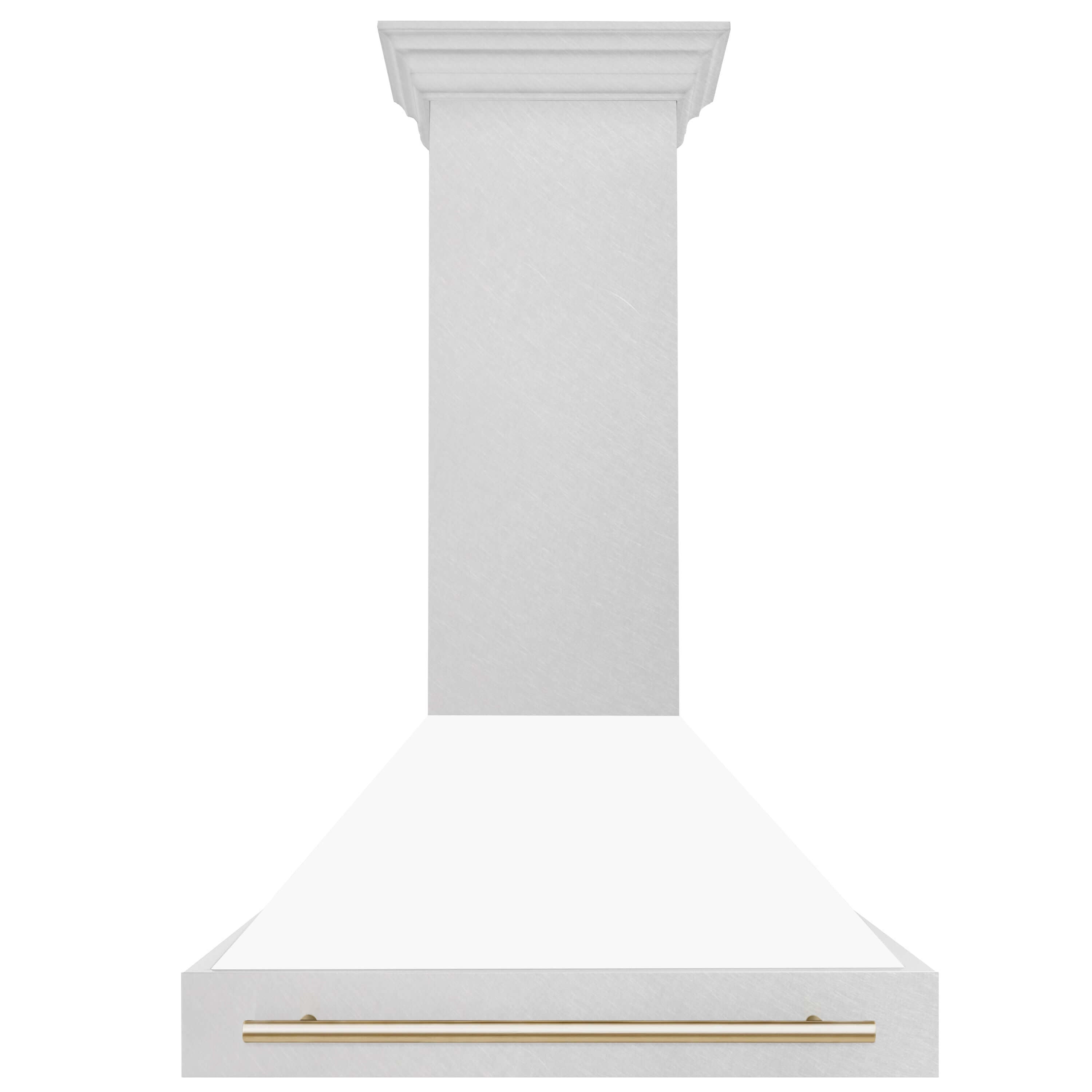ZLINE 36" Autograph Edition Fingerprint Resistant Stainless Steel Range Hood with White Matte Shell and Champagne Bronze Handle (8654SNZ-WM36-CB)