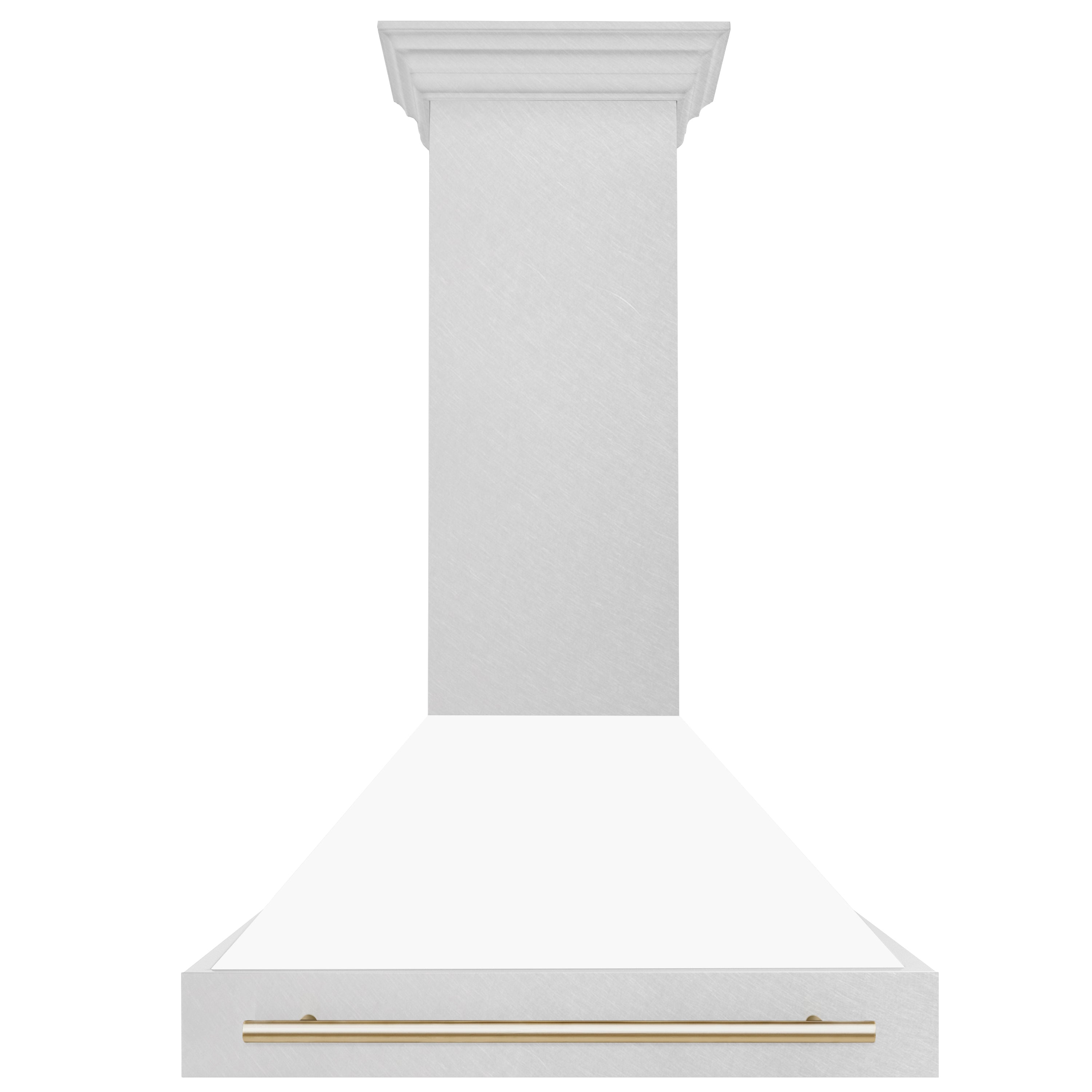ZLINE 36" Autograph Edition Fingerprint Resistant Stainless Steel Range Hood with White Matte Shell and Gold Handle (8654SNZ-WM36-G)