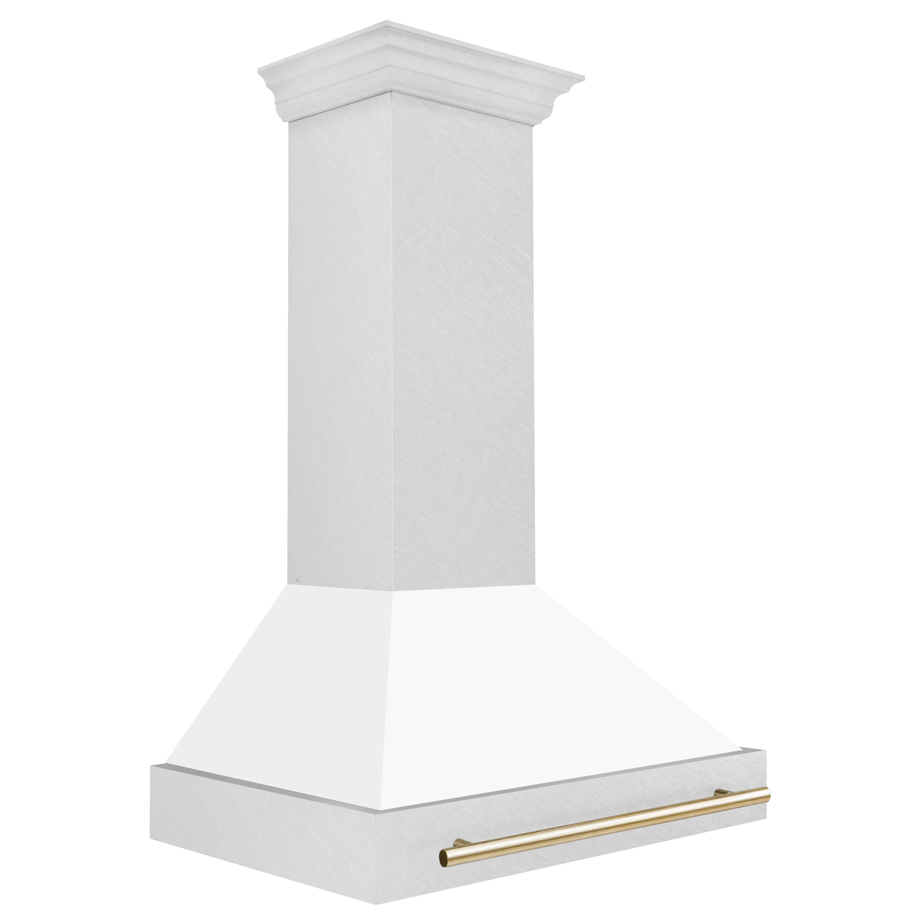 ZLINE 36" Autograph Edition Fingerprint Resistant Stainless Steel Range Hood with White Matte Shell and Gold Handle (8654SNZ-WM36-G)