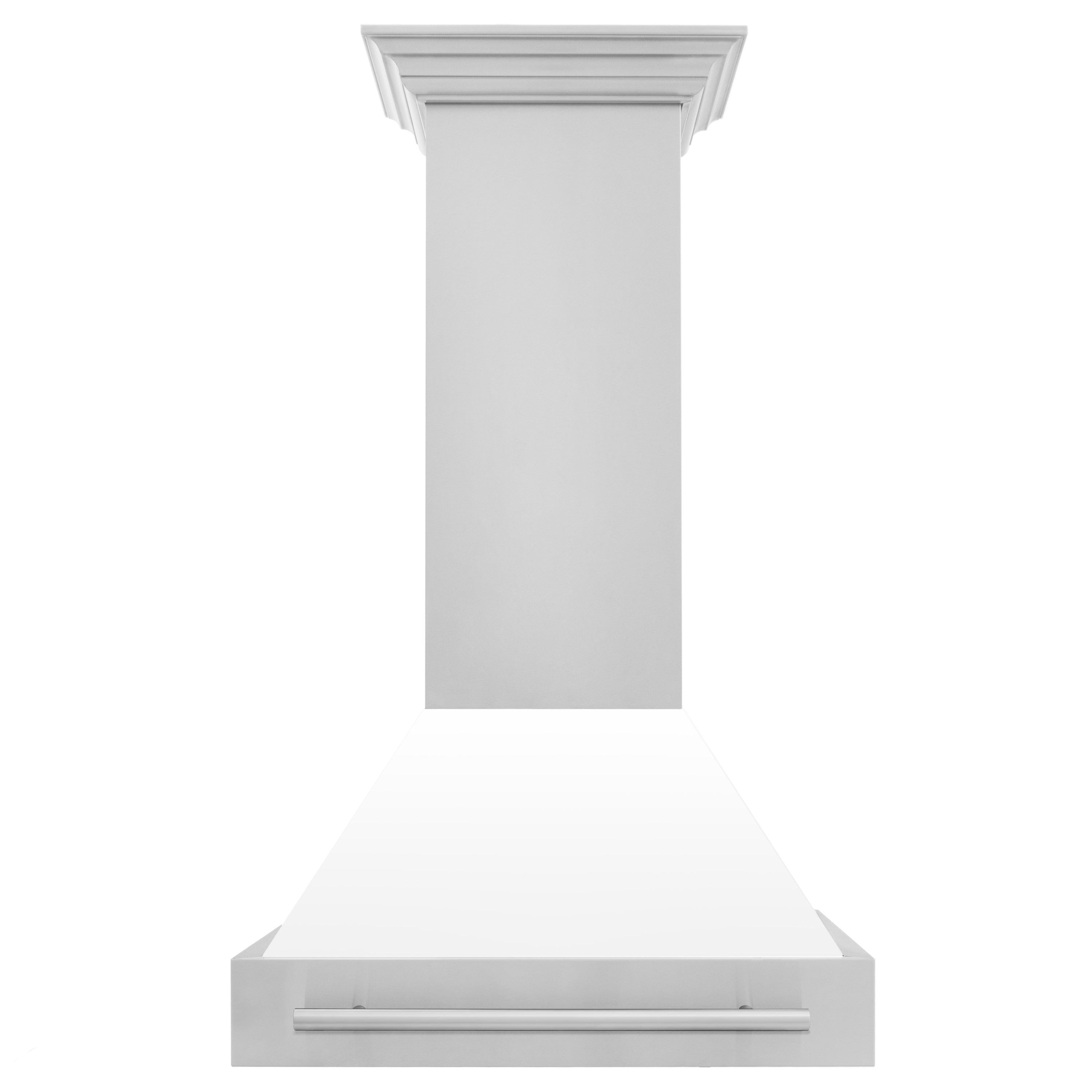 ZLINE 30" Stainless Steel Range Hood with White Matte Shell and Stainless Steel Handle (8654STX-WM-30)