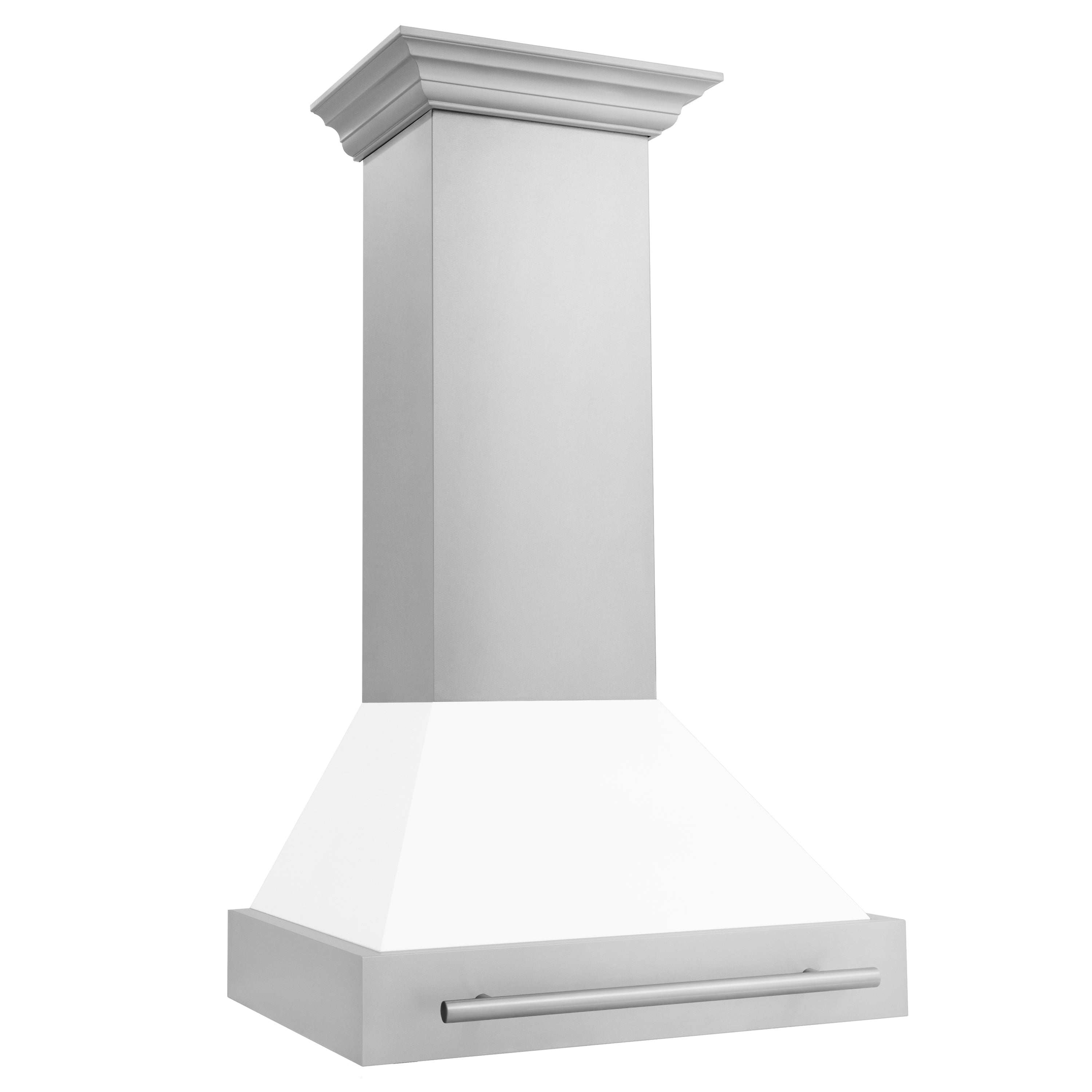 ZLINE 30" Stainless Steel Range Hood with White Matte Shell and Stainless Steel Handle (8654STX-WM-30)
