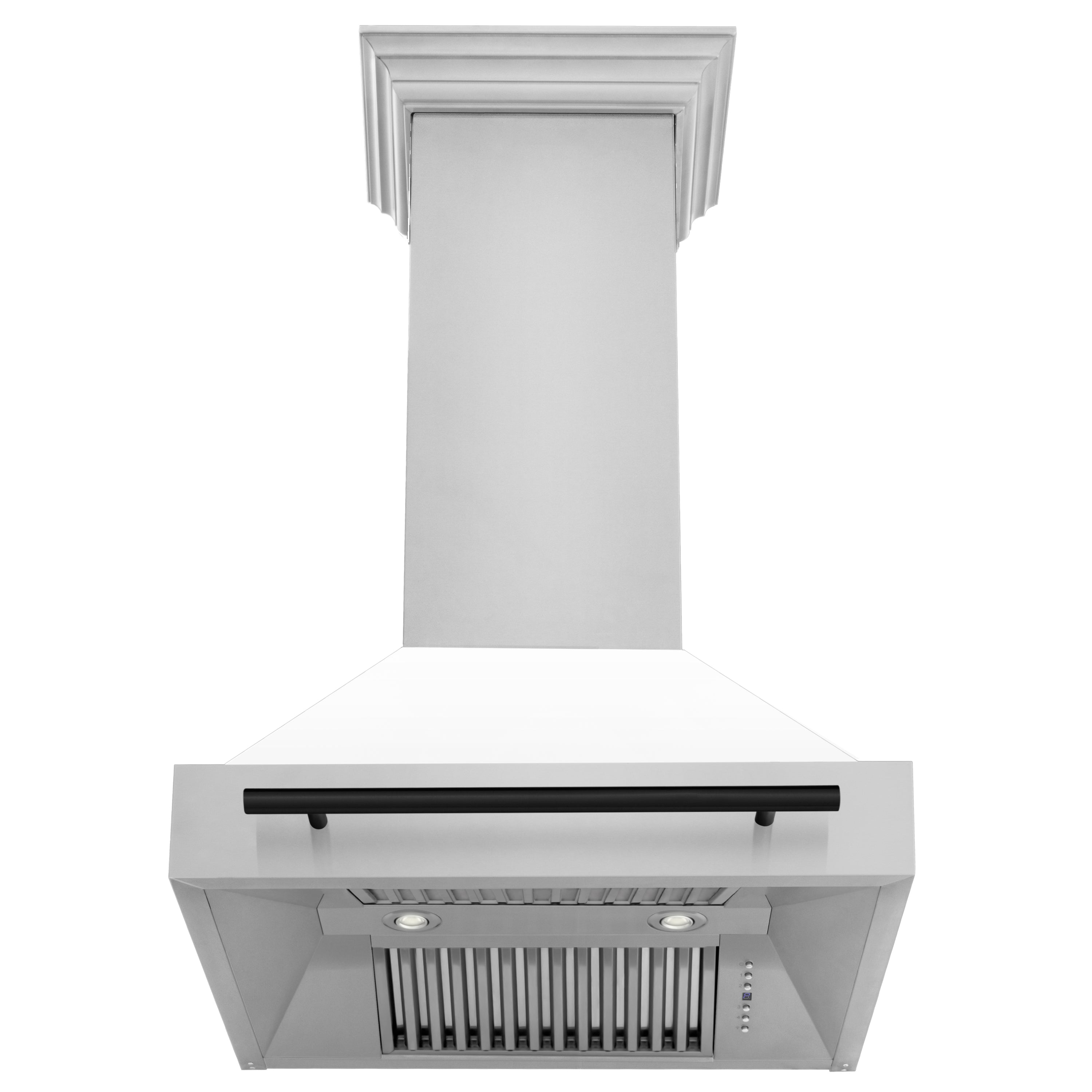 30" ZLINE Autograph Edition Stainless Steel Range Hood with White Matte Shell and Matte Black Handle (8654STZ-WM30-MB)