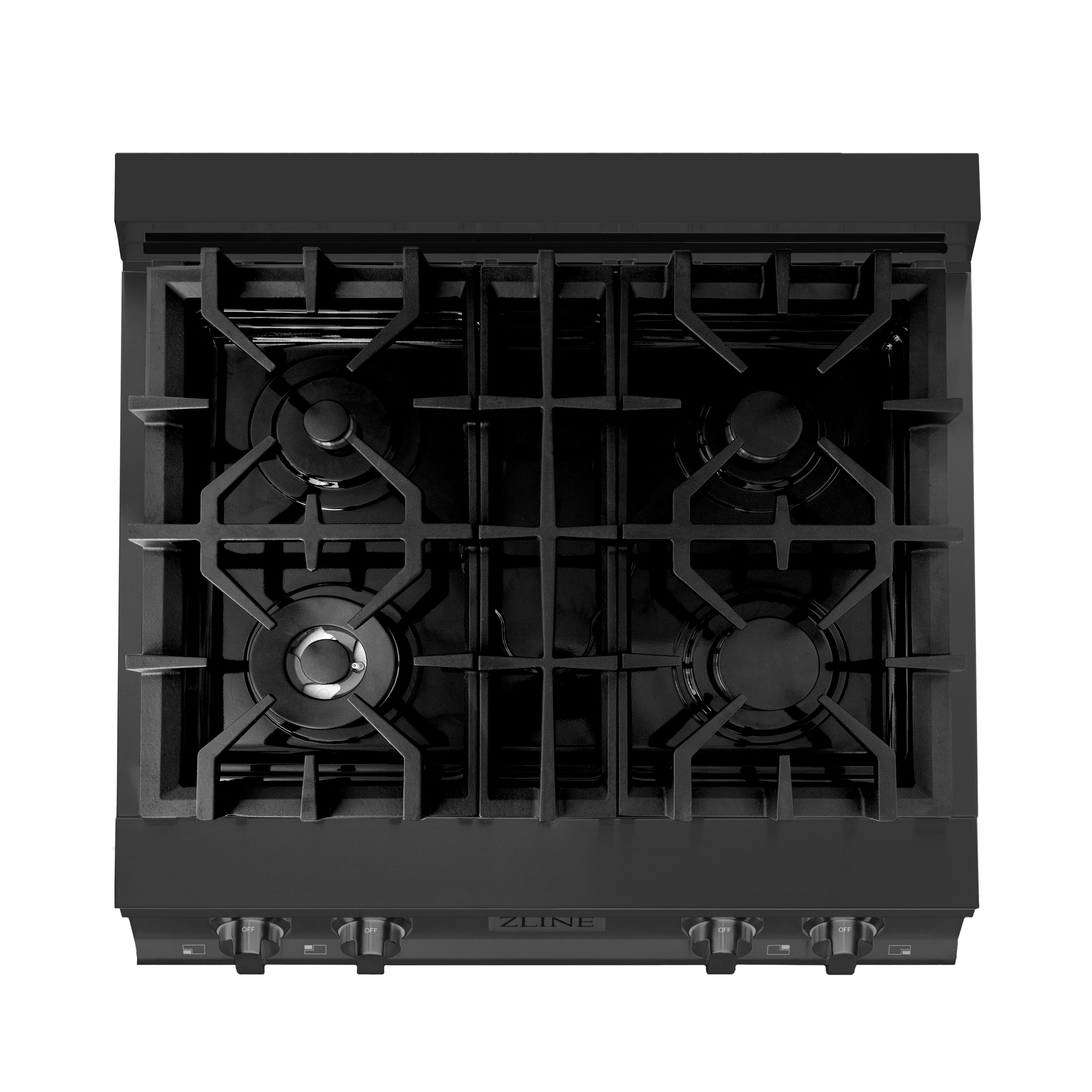 ZLINE 30" Porcelain Gas Stovetop in Black Stainless with 4 Gas Burners (RTB-30)