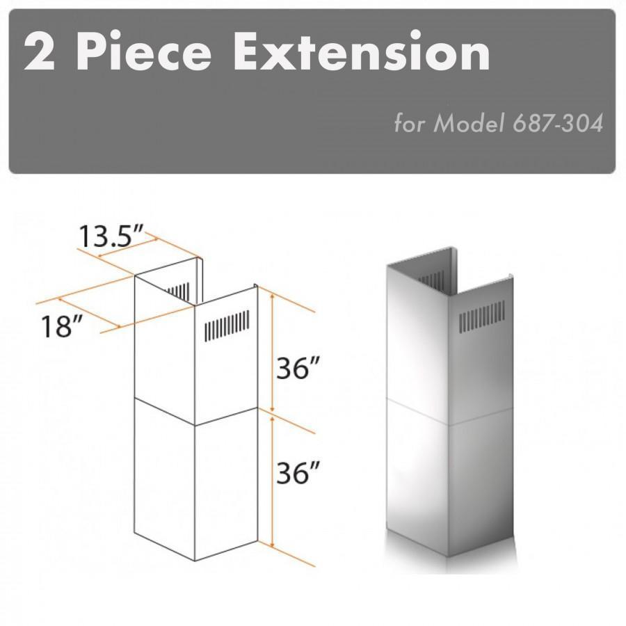 ZLINE 2-36" Chimney Extensions for 10 ft. to 12 ft. Ceilings (2PCEXT-687-304)