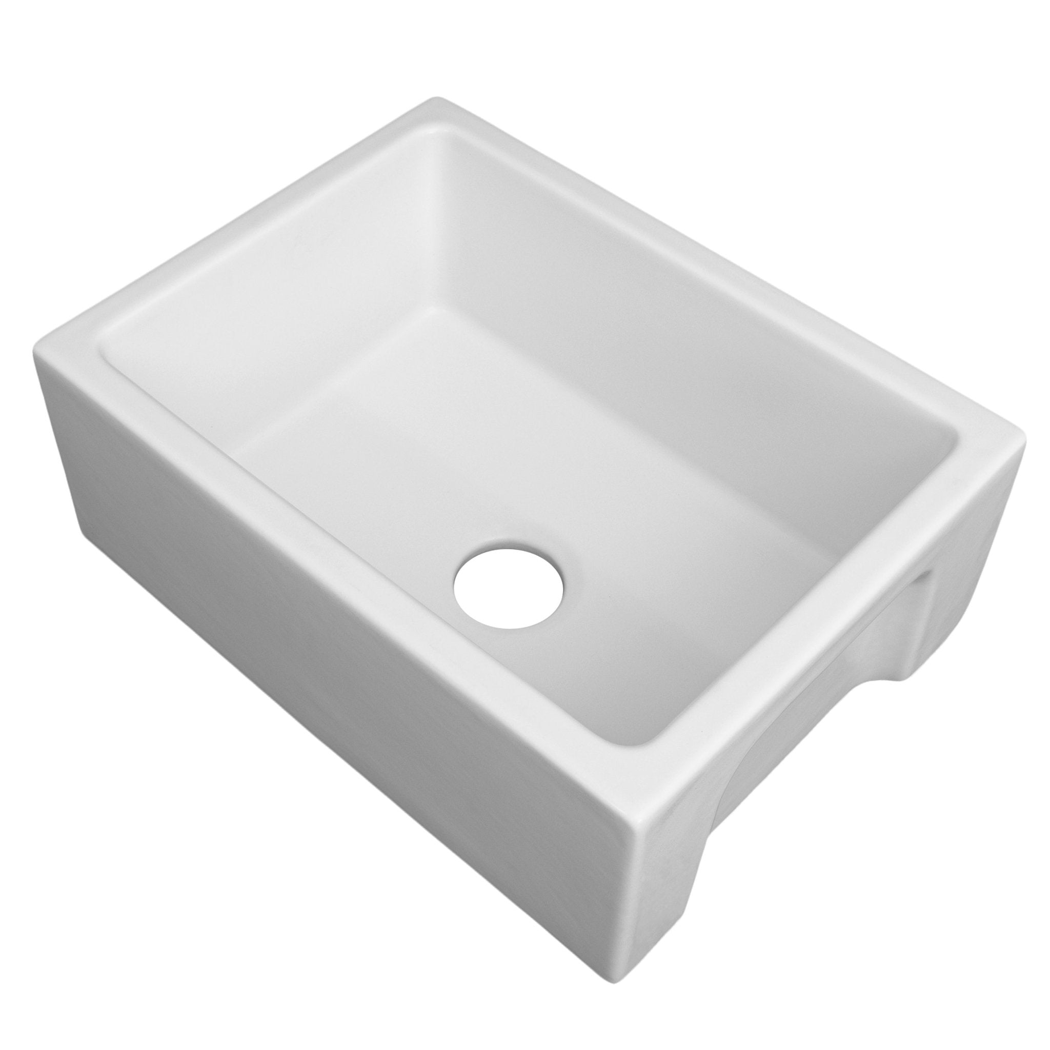 ZLINE 24" Venice Farmhouse Apron Front Reversible Single Bowl Fireclay Kitchen Sink with Bottom Grid in White Gloss (FRC5120-WH-24)