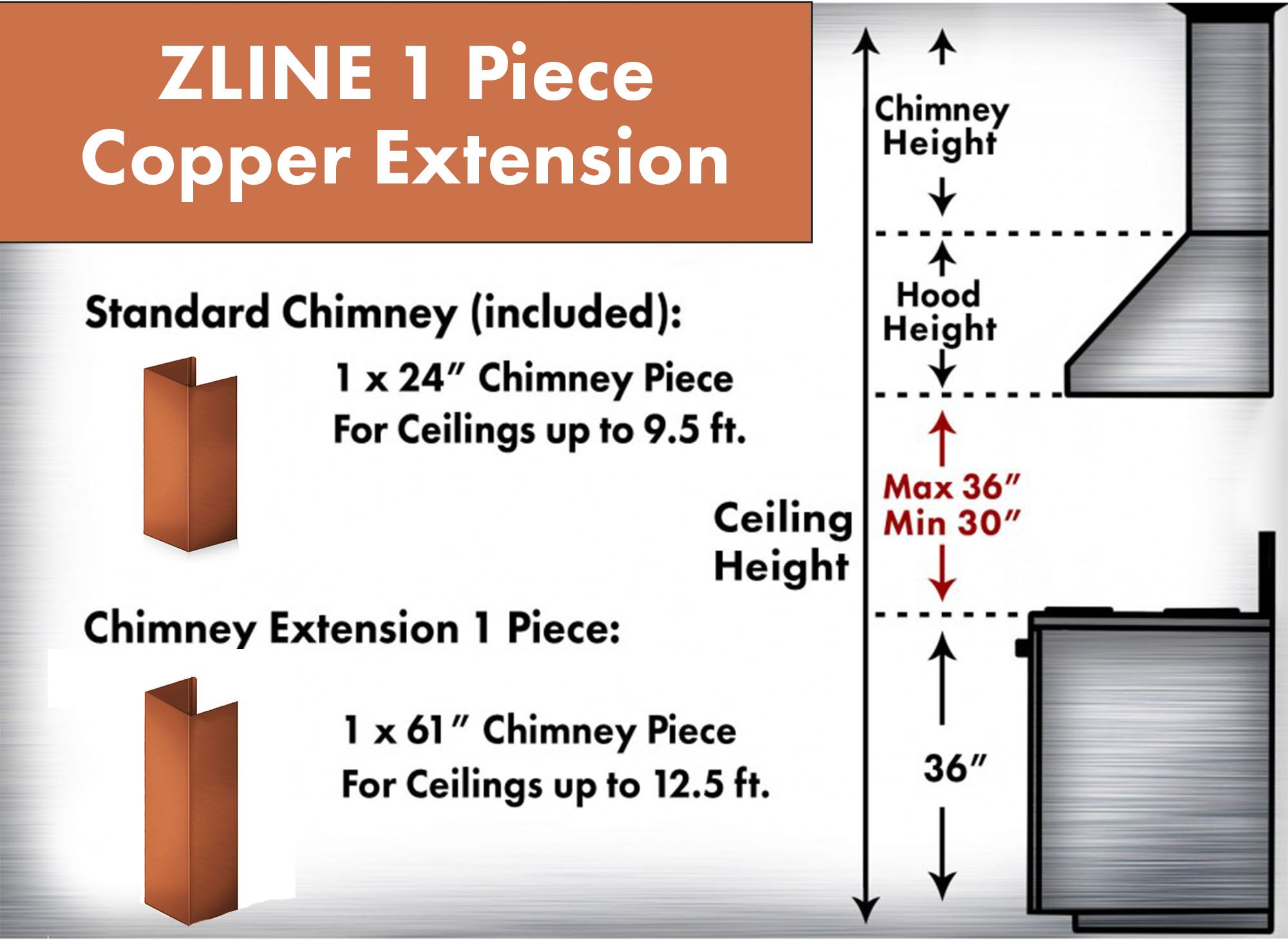 ZLINE 61" Extended Chimney and Crown (8667C-E)