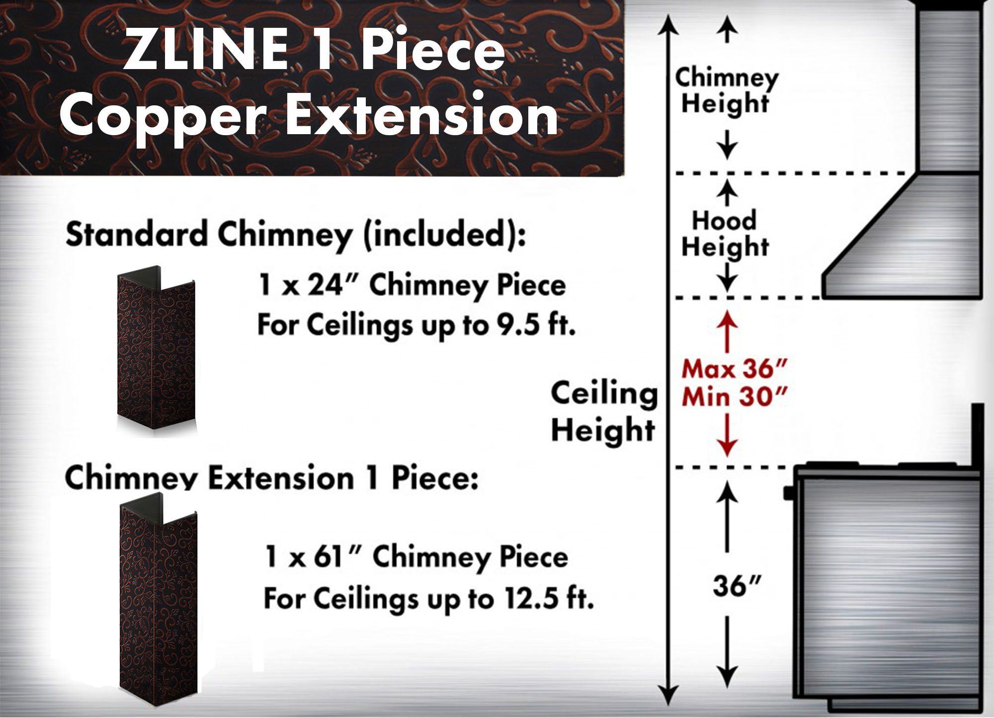 ZLINE 61" Extended Chimney and Crown (8667F-E)