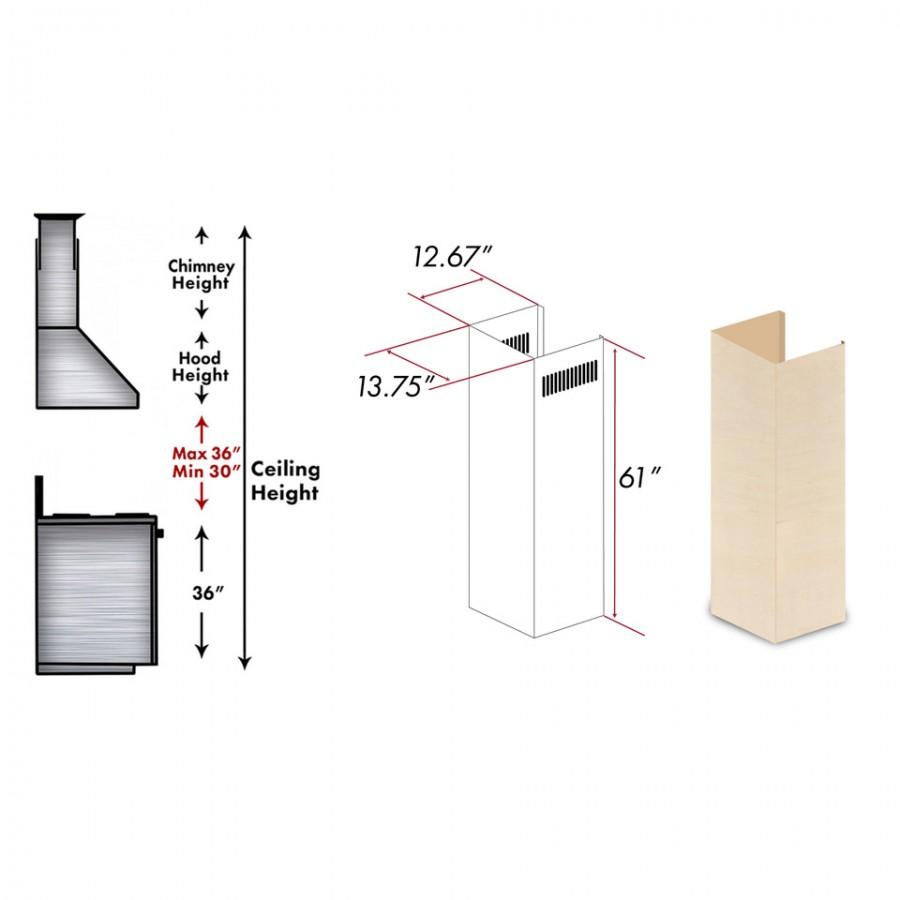 ZLINE 61" Wooden Chimney Extension for Ceilings up to 12.5 ft. (369UF-E)