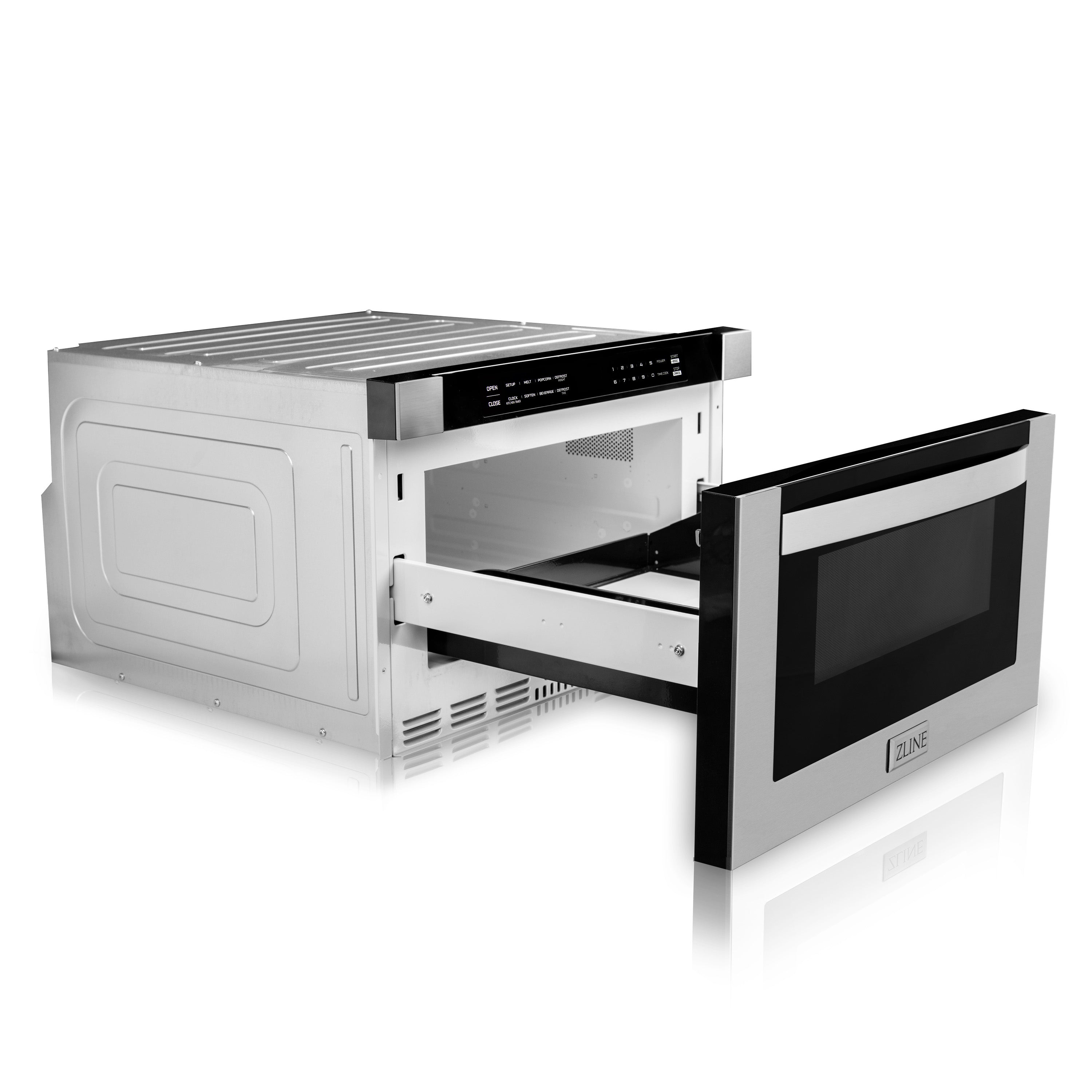 ZLINE Kitchen Package with Refrigeration, 48" Stainless Steel Dual Fuel Range, 48" Convertible Vent Range Hood, 24" Microwave Drawer, and 24" Tall Tub Dishwasher (5KPR-RARH48-MWDWV)