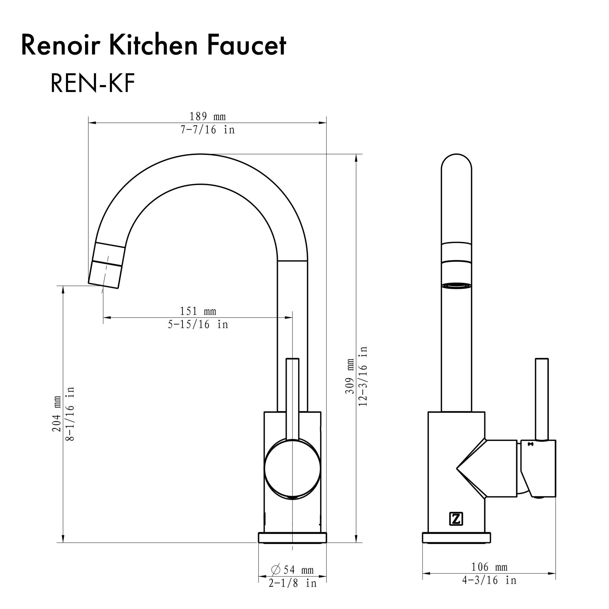 ZLINE Renoir Kitchen Faucet in Polished Gold (REN-KF-PG)