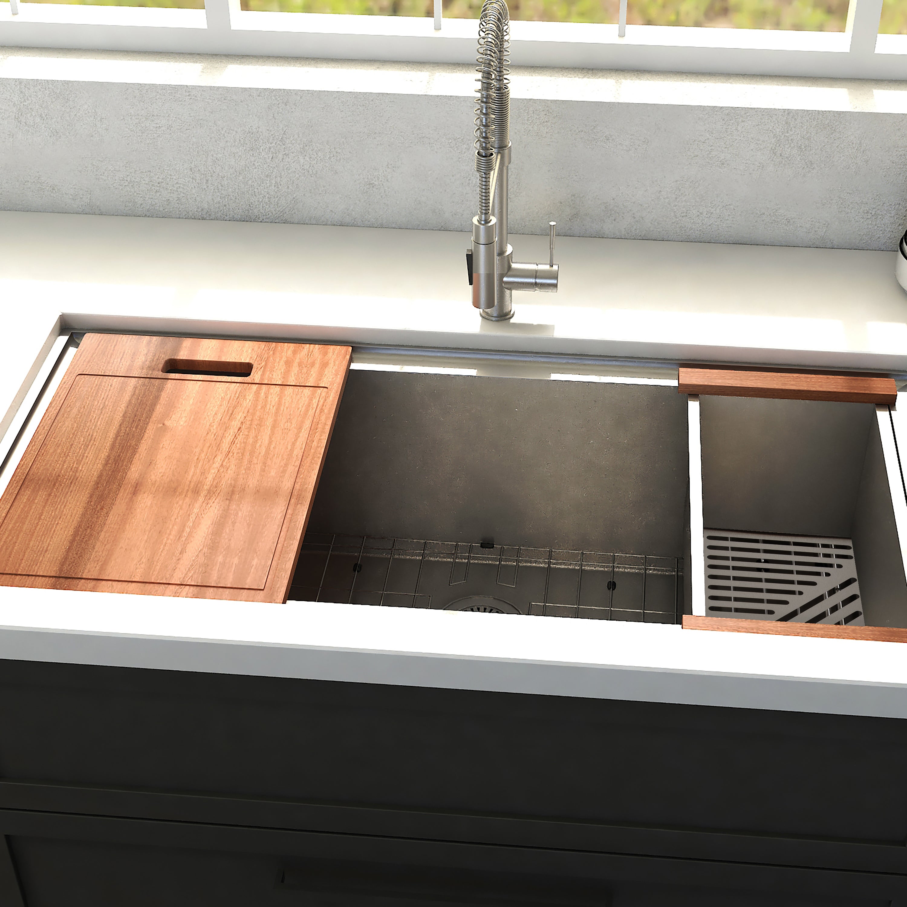 ZLINE 33" Garmisch Undermount Single Bowl Stainless Steel Kitchen Sink with Bottom Grid and Accessories (SLS-33)