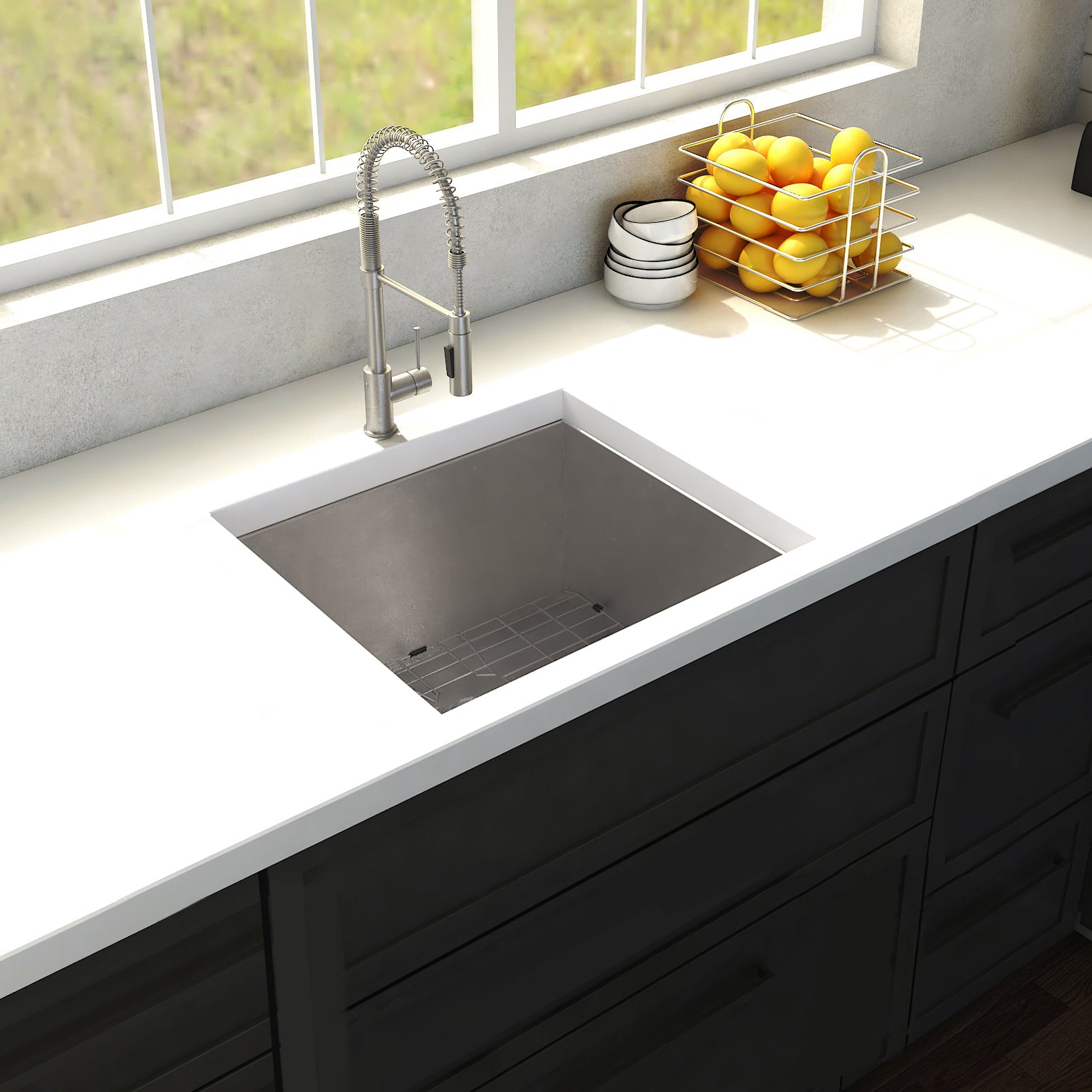 ZLINE 23" Meribel Undermount Single Bowl Stainless Steel Kitchen Sink with Bottom Grid (SRS-23)