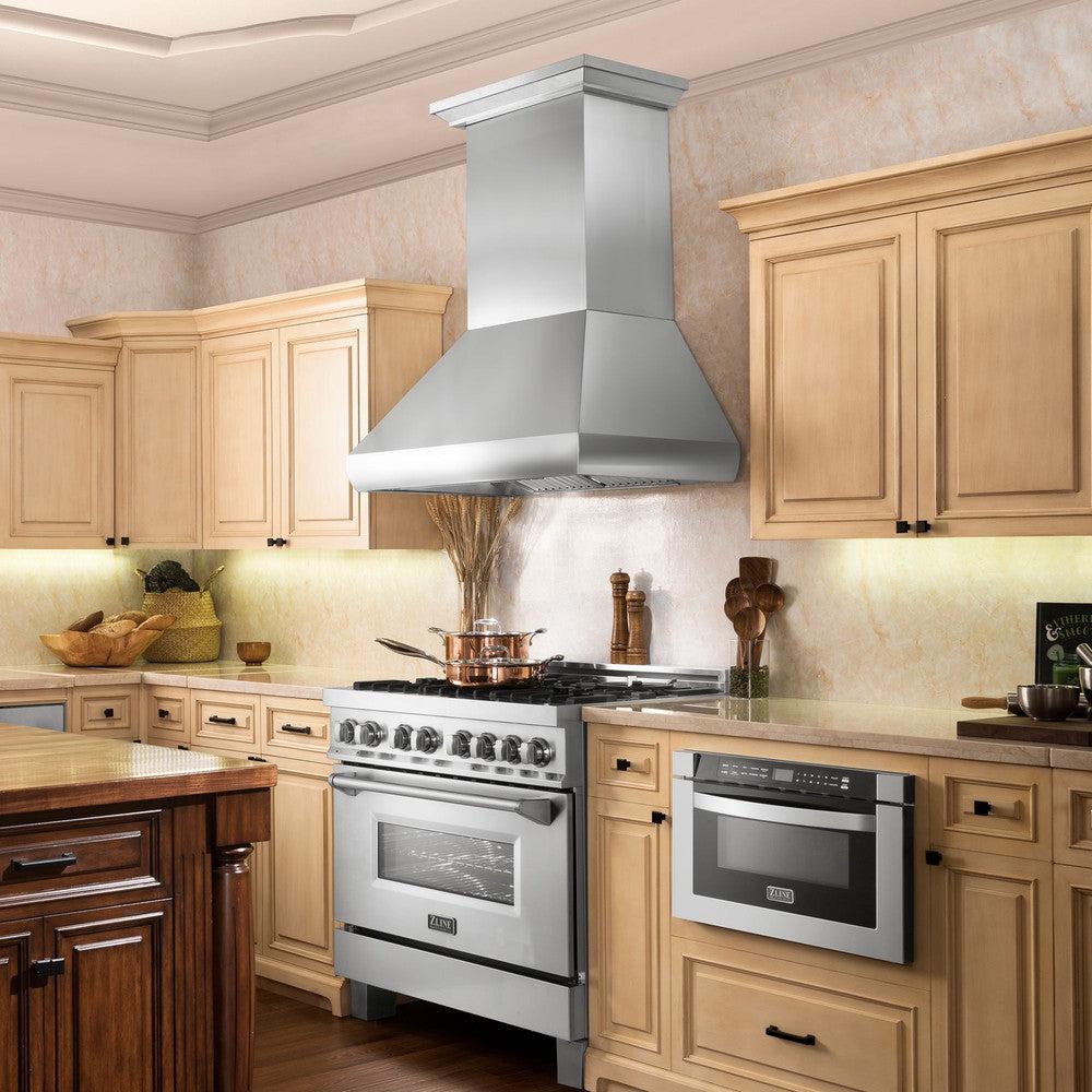 ZLINE Wall Mount Range Hood in Stainless Steel - Includes Remote Blower (687-RS-36-400)
