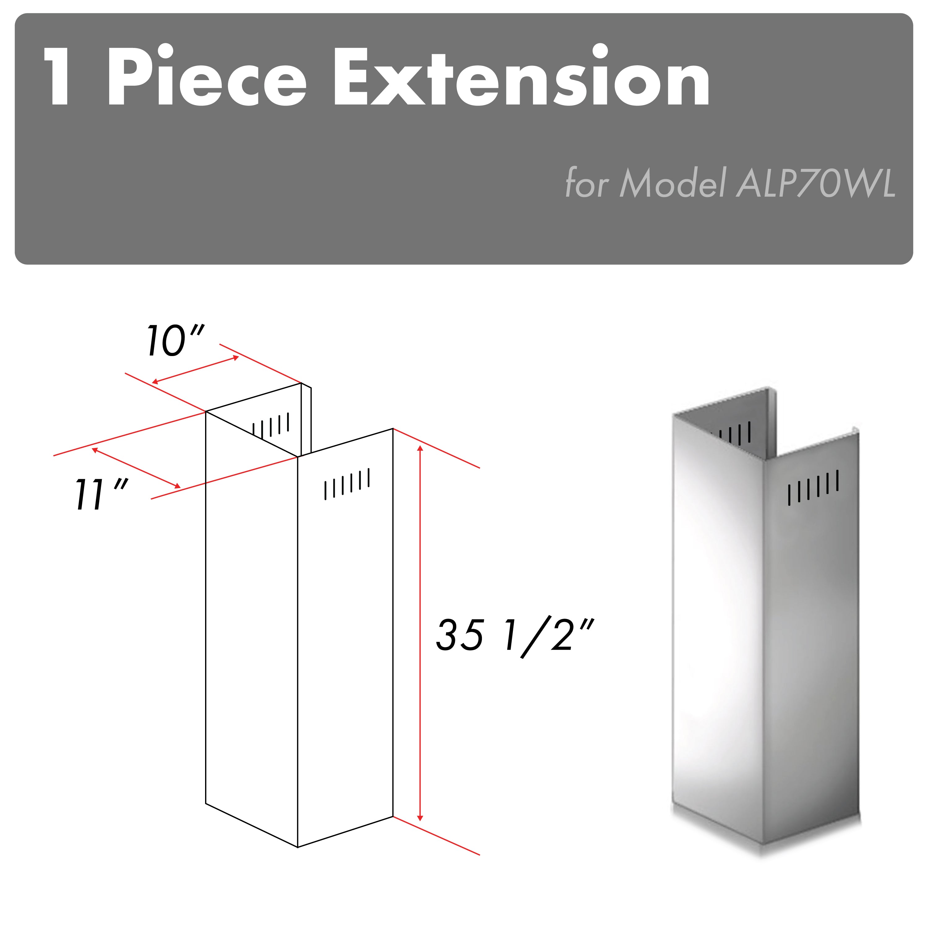 ZLINE 1-36" Chimney Extension for 9 ft. to 10 ft. Ceilings (1PCEXT-ALP70WL)