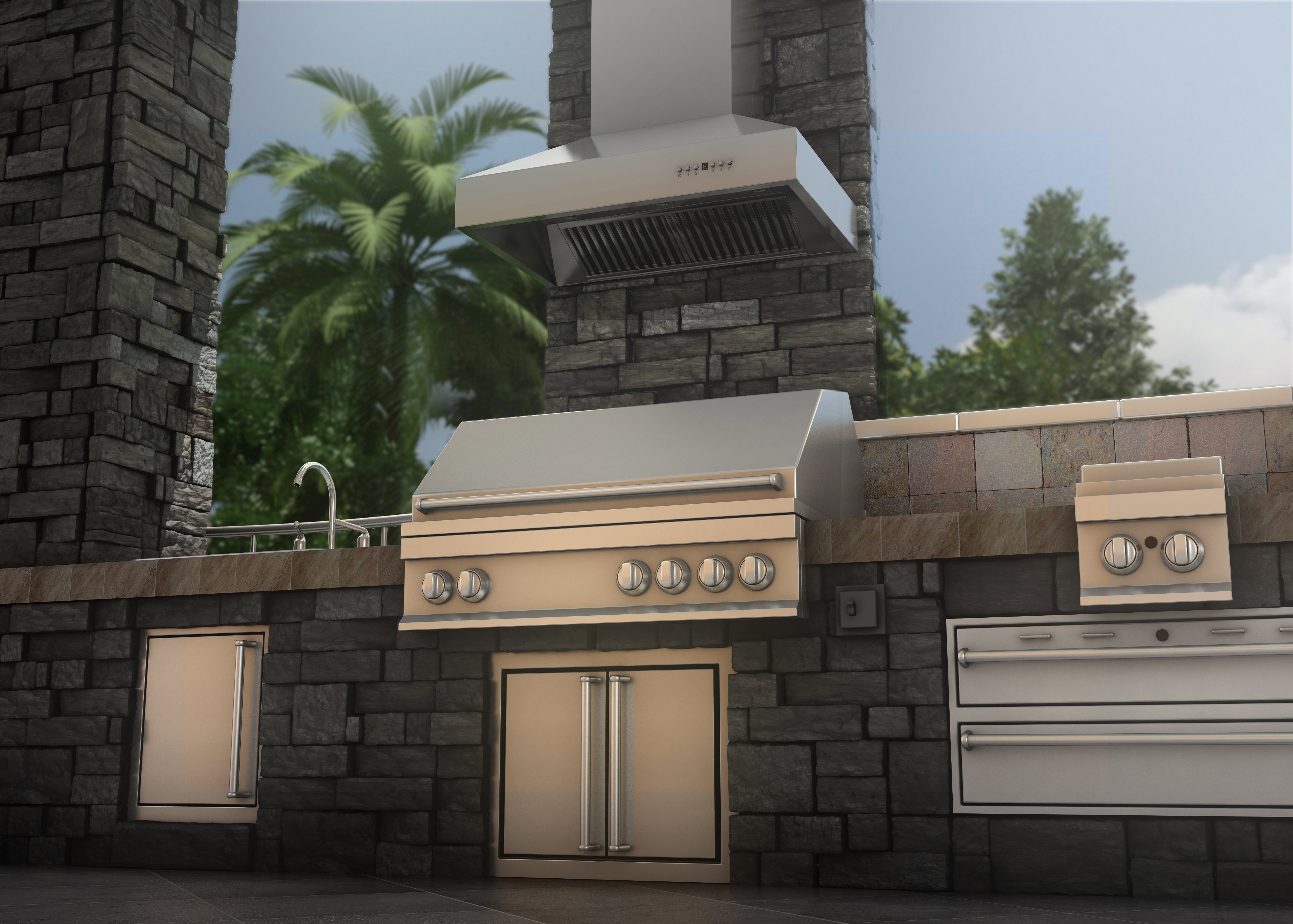ZLINE 48" Outdoor Ducted Wall Mount Range Hood in Outdoor Approved Stainless Steel (667-304-48)