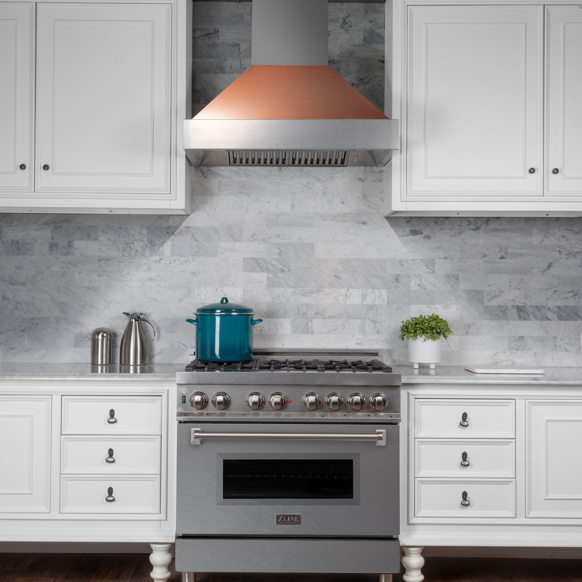 36" Ducted Fingerprint Resistant Stainless Steel Range Hood with Copper Shell (8654C-36)