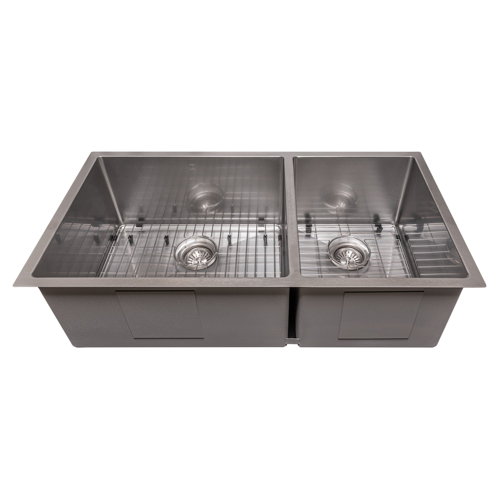 ZLINE 36" Chamonix Undermount Double Bowl Scratch Resistant Stainless Steel Kitchen Sink with Bottom Grid (SR60D-36S)