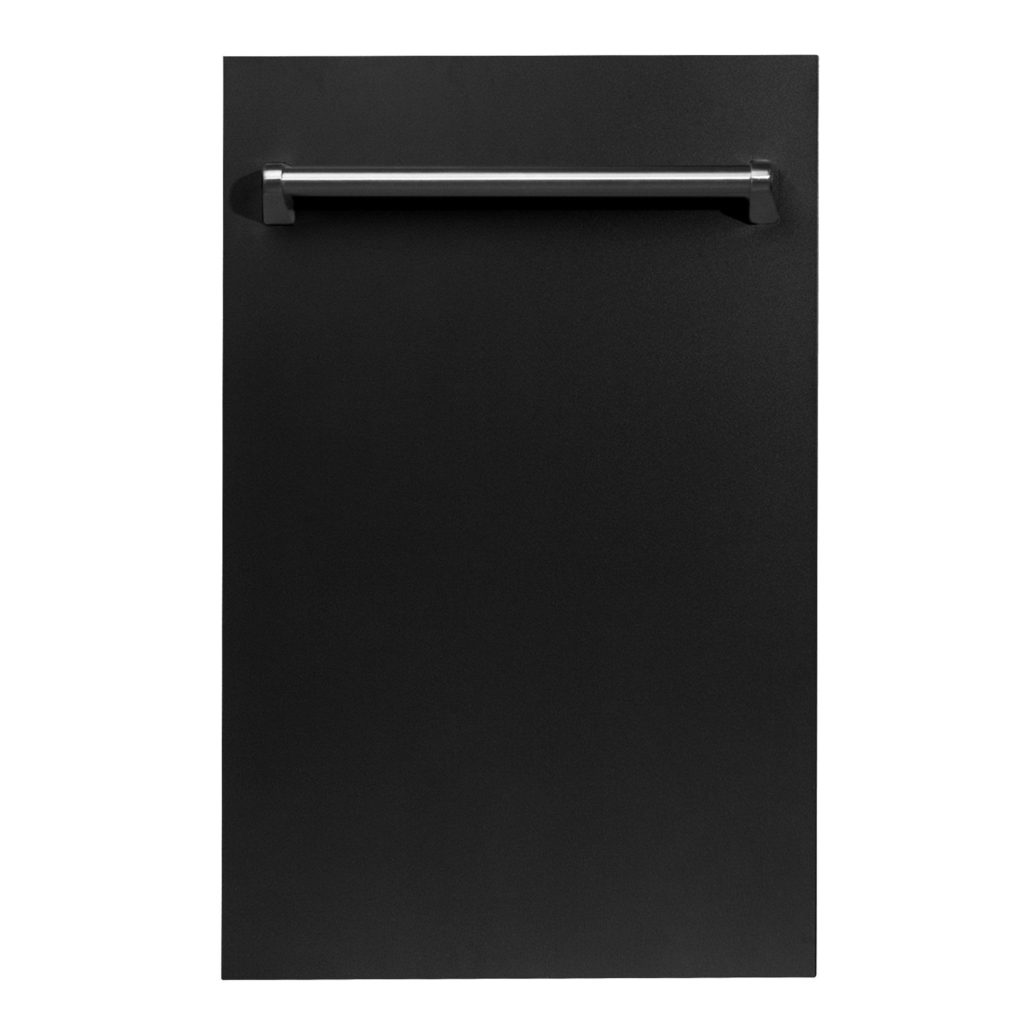 ZLINE 18 in. Compact Black Matte Top Control Built-In Dishwasher with Stainless Steel Tub and Traditional Style Handle, 52dBa