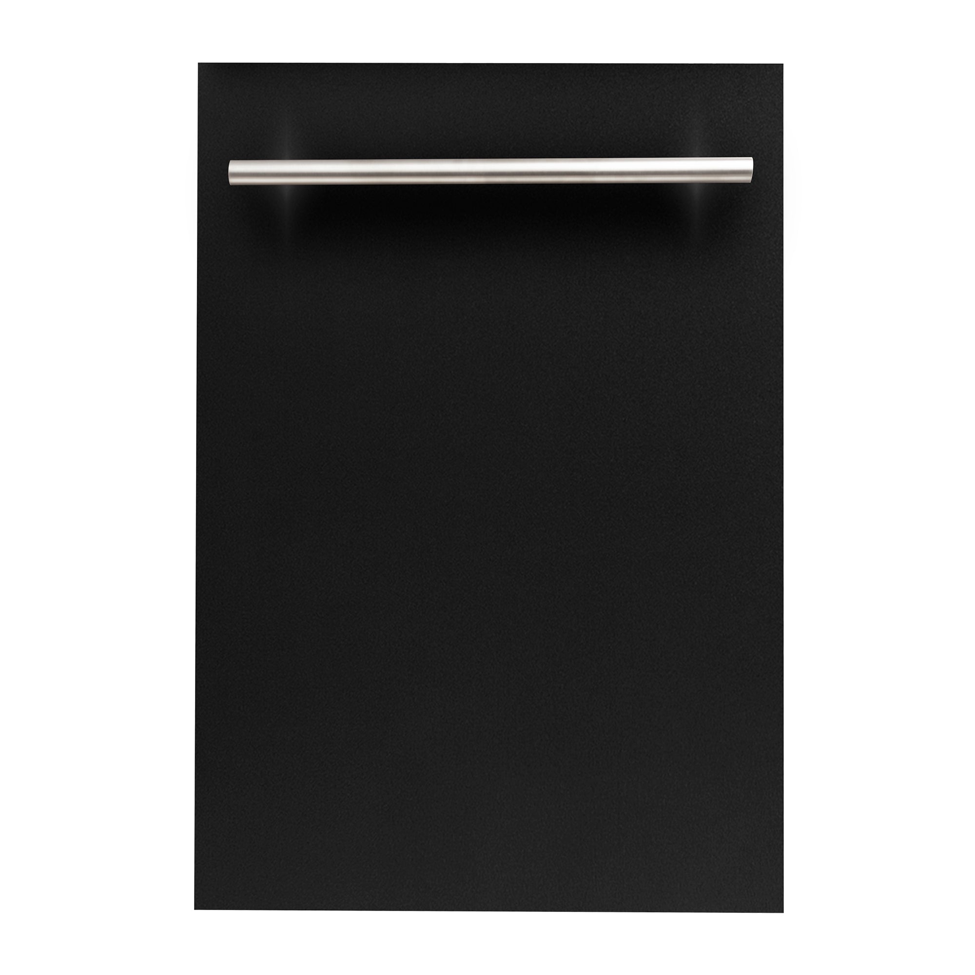 ZLINE 18 in. Compact Black Matte Top Control Dishwasher with Stainless Steel Tub and Modern Style Handle, 52dBa (DW-BLM-H-18)