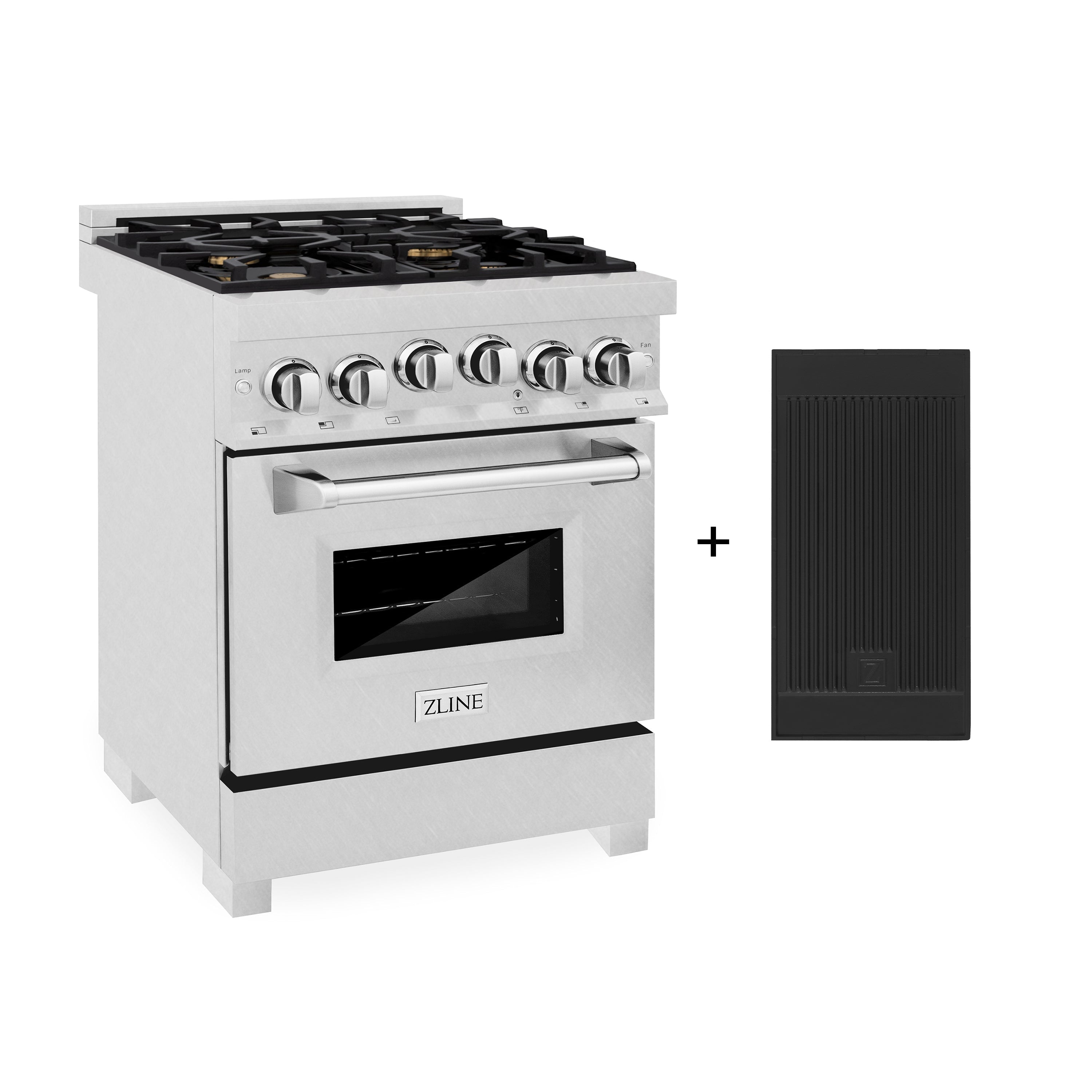 ZLINE 24" 2.8 cu. ft. Gas Oven and Gas Cooktop Range with Griddle and White Matte Door in Fingerprint Resistant Stainless Steel (RGS-WM-GR-24)