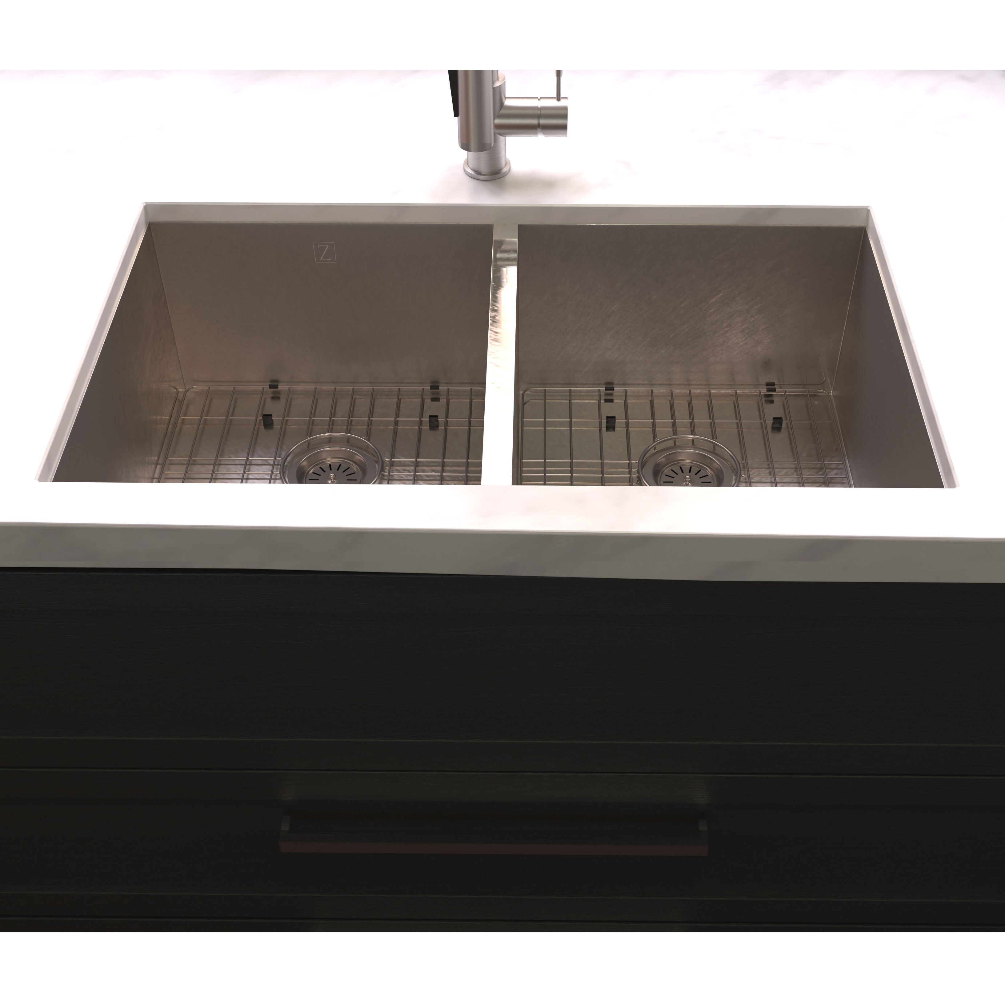 ZLINE 33" Anton Undermount Double Bowl Scratch Resistant Stainless Steel Kitchen Sink with Bottom Grid (SR50D-33S)