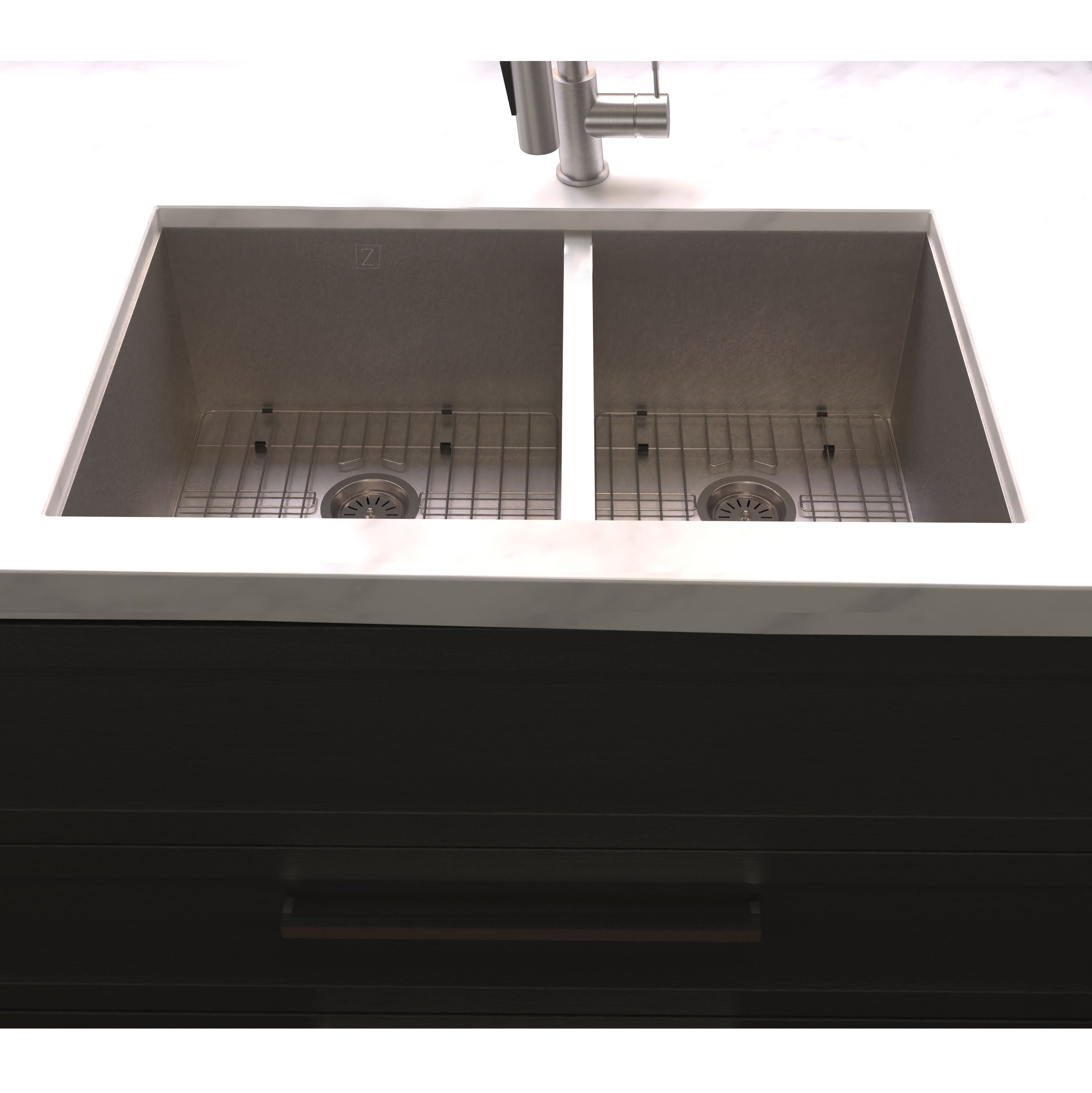 ZLINE 33" Chamonix Undermount Double Bowl Scratch Resistant Stainless Steel Kitchen Sink with Bottom Grid (SR60D-33S)