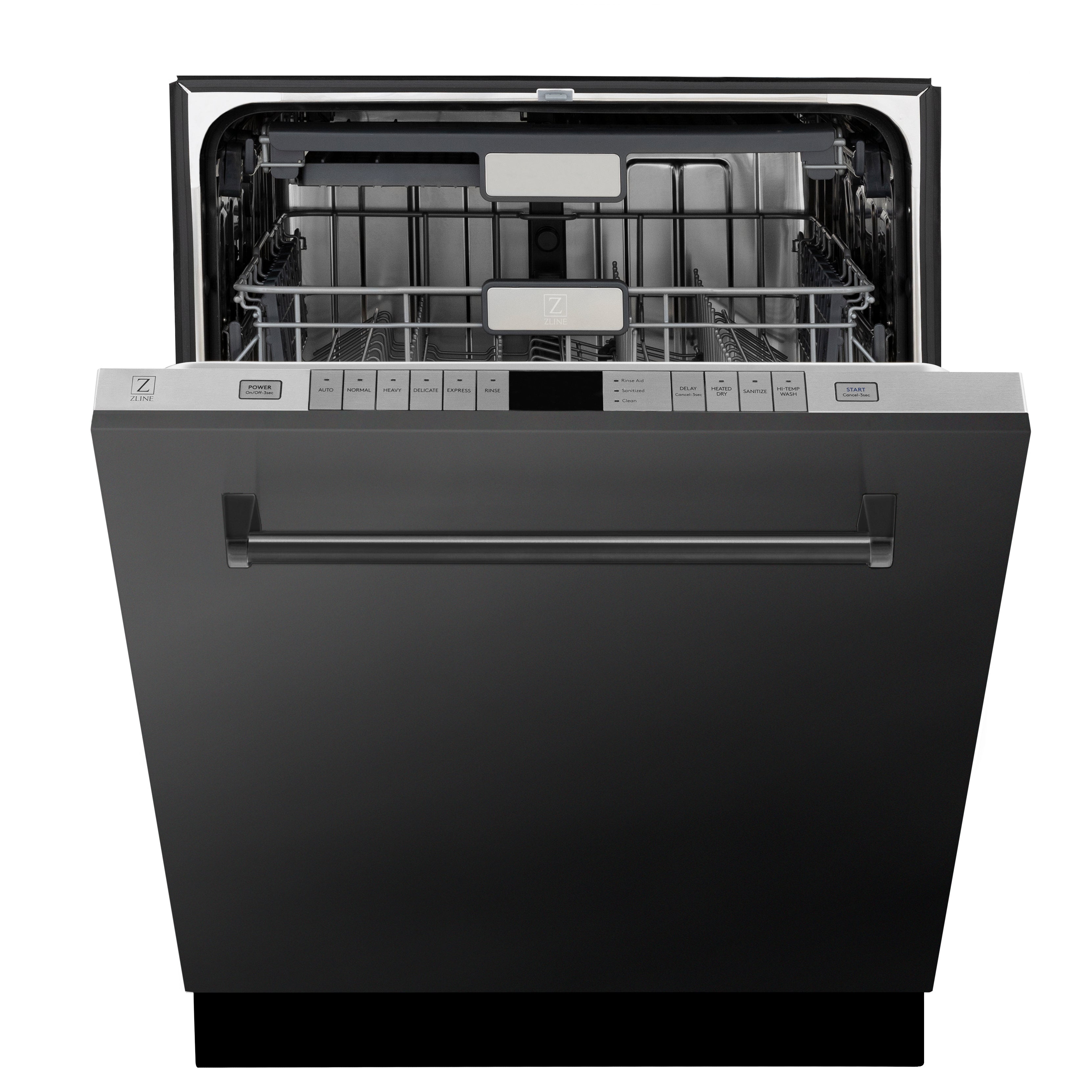 ZLINE 24" Monument Series 3rd Rack Top Touch Control Dishwasher in Black Stainless Steel with Stainless Steel Tub, 45dBa