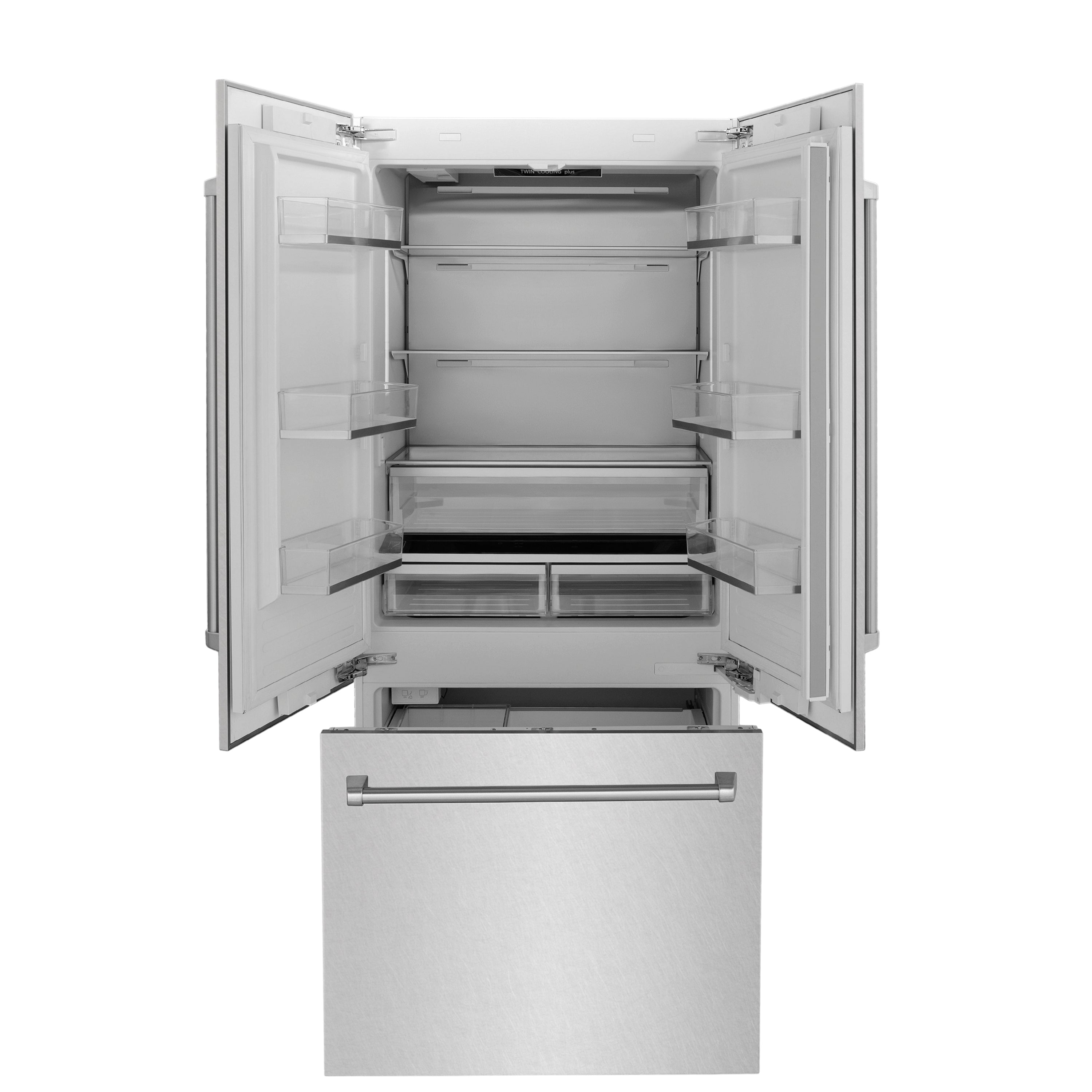 ZLINE 36" 19.6 cu. ft. Built-In 3-Door French Door Refrigerator with Internal Water and Ice Dispenser in Fingerprint Resistant Stainless Steel