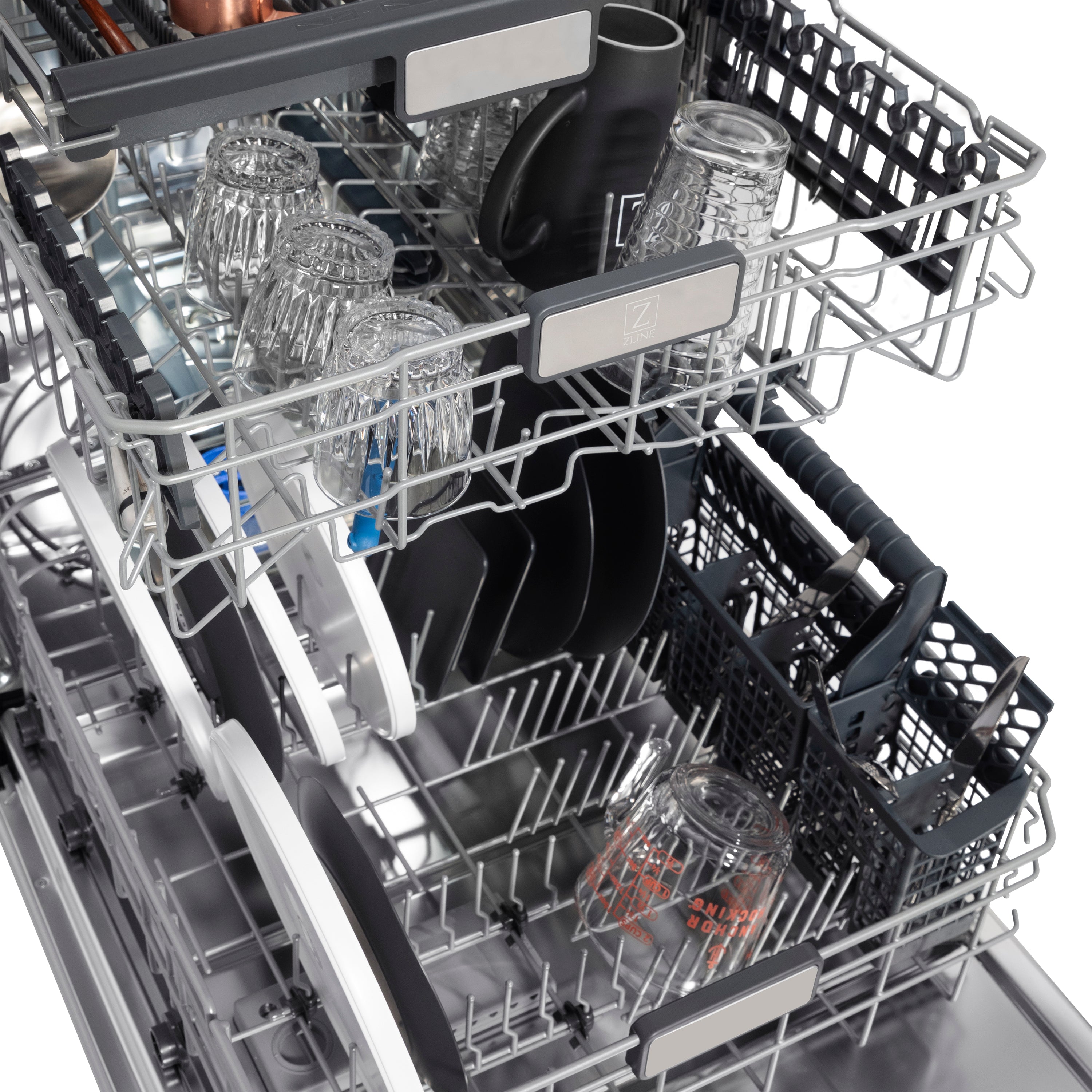 ZLINE 24" Monument Series 3rd Rack Top Touch Control Dishwasher in Black Stainless Steel with Stainless Steel Tub, 45dBa