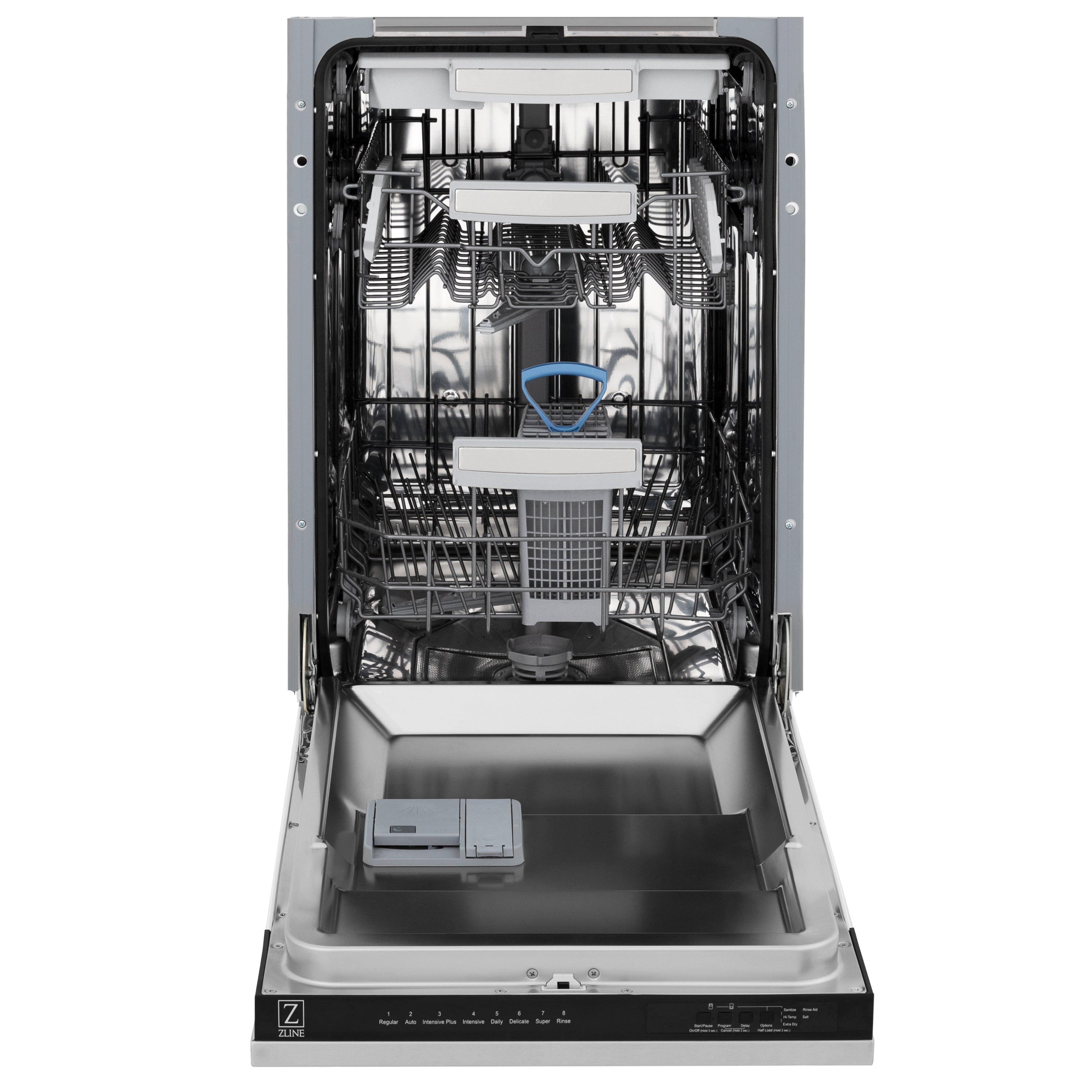 ZLINE 18" Tallac Series 3rd Rack Top Control Built-In Dishwasher in Stainless Steel and Traditional Handle, 51dBa