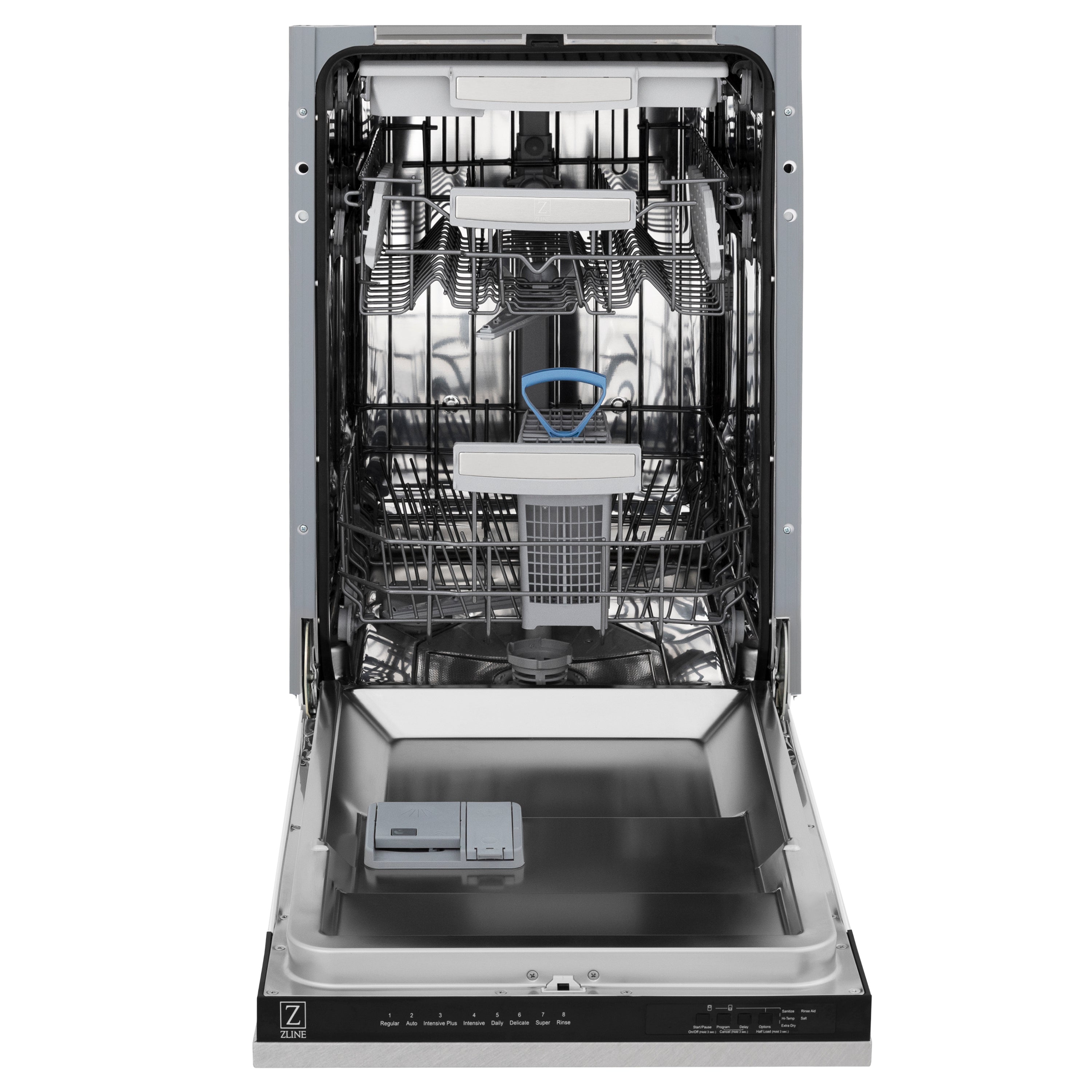 ZLINE 18" Tallac Series 3rd Rack Top Control Dishwasher in Fingerprint Resistant with Stainless Steel Tub, 51dBa (DWV-SN-18)